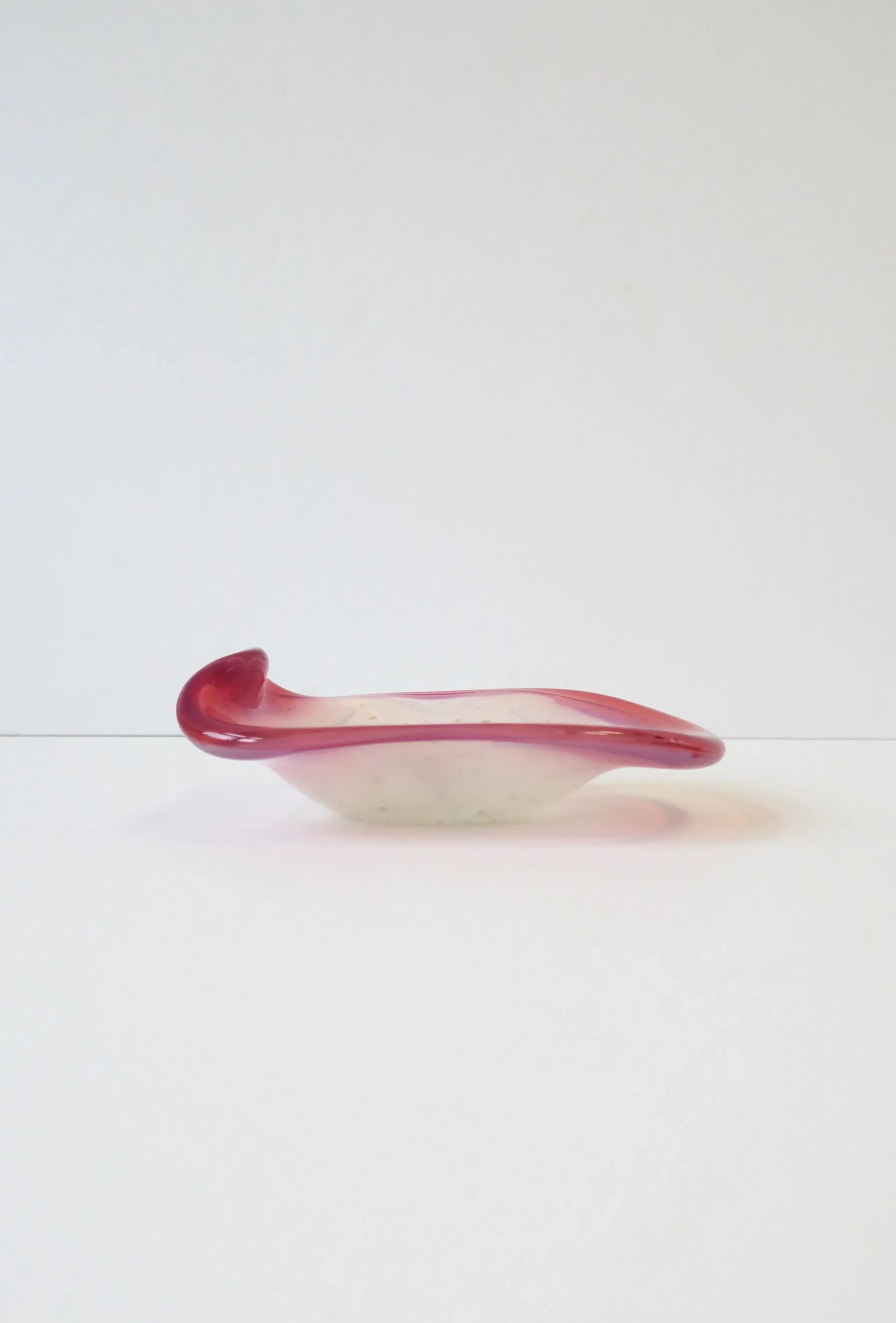 Italian Murano White Opaline, Pink and Gold Art Glass Bowl Attrib. Fratelli Toso Co. - 7