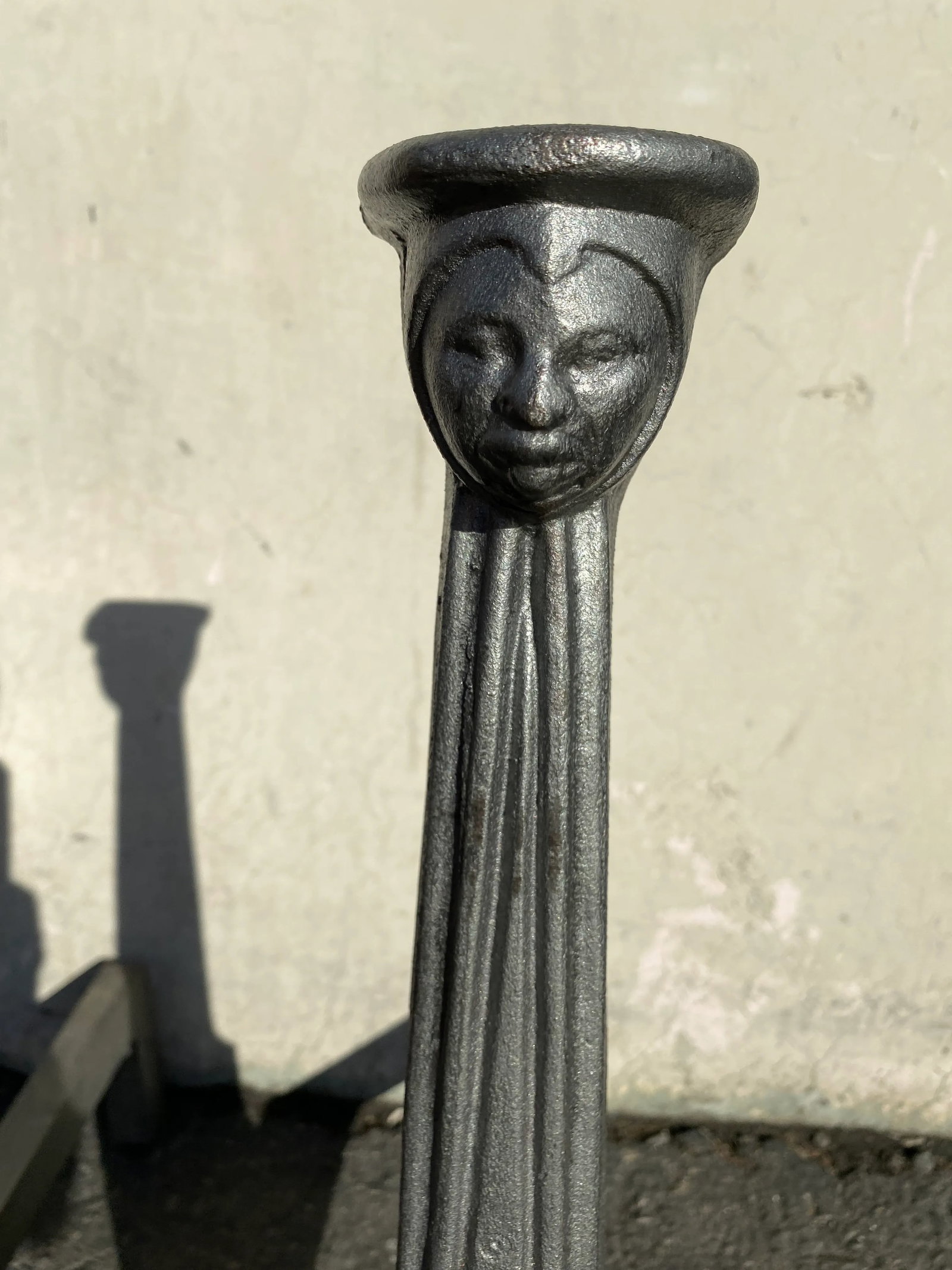 19th C. Gothic Victorian Figural Face Andirons - a Pair - 3