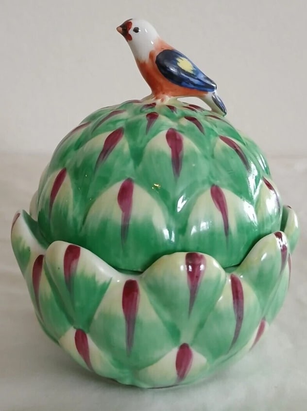 Vintage Mottahedeh Sir Humphrey Wakefield Stately Homes Artichoke Bird Trinkle Box - 2
