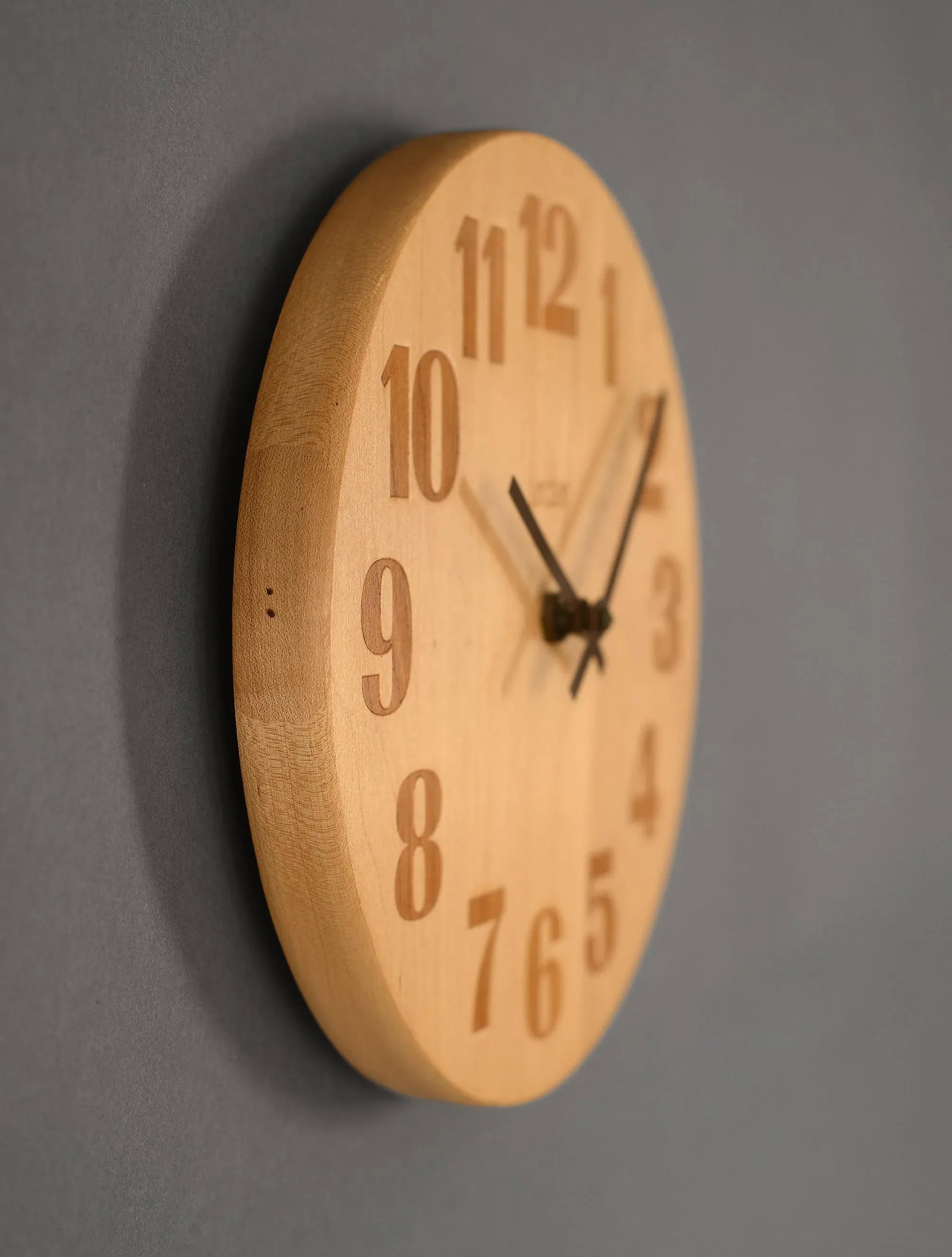 Vintage 1970s Danish Modern Linden Round Wooden Clock - 3