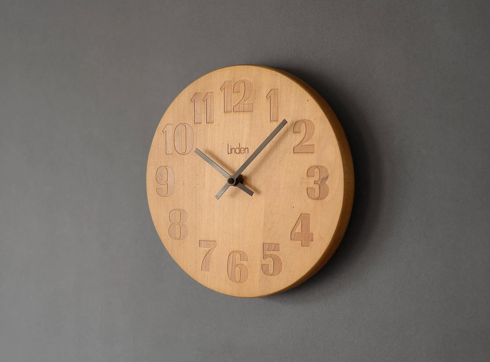 Vintage 1970s Danish Modern Linden Round Wooden Clock - 4