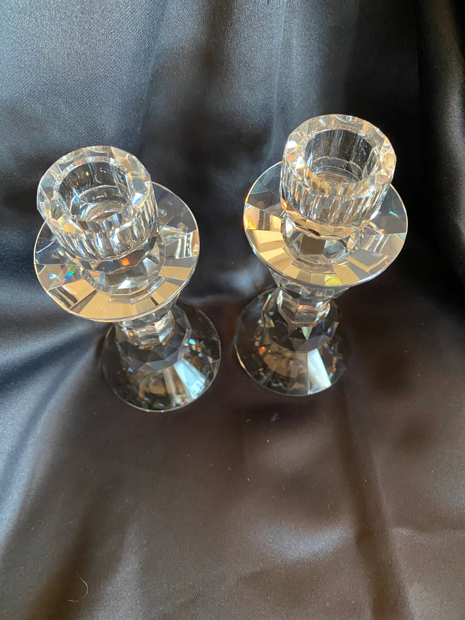 Vintage Crystal Candle Holders- a Pair - 2