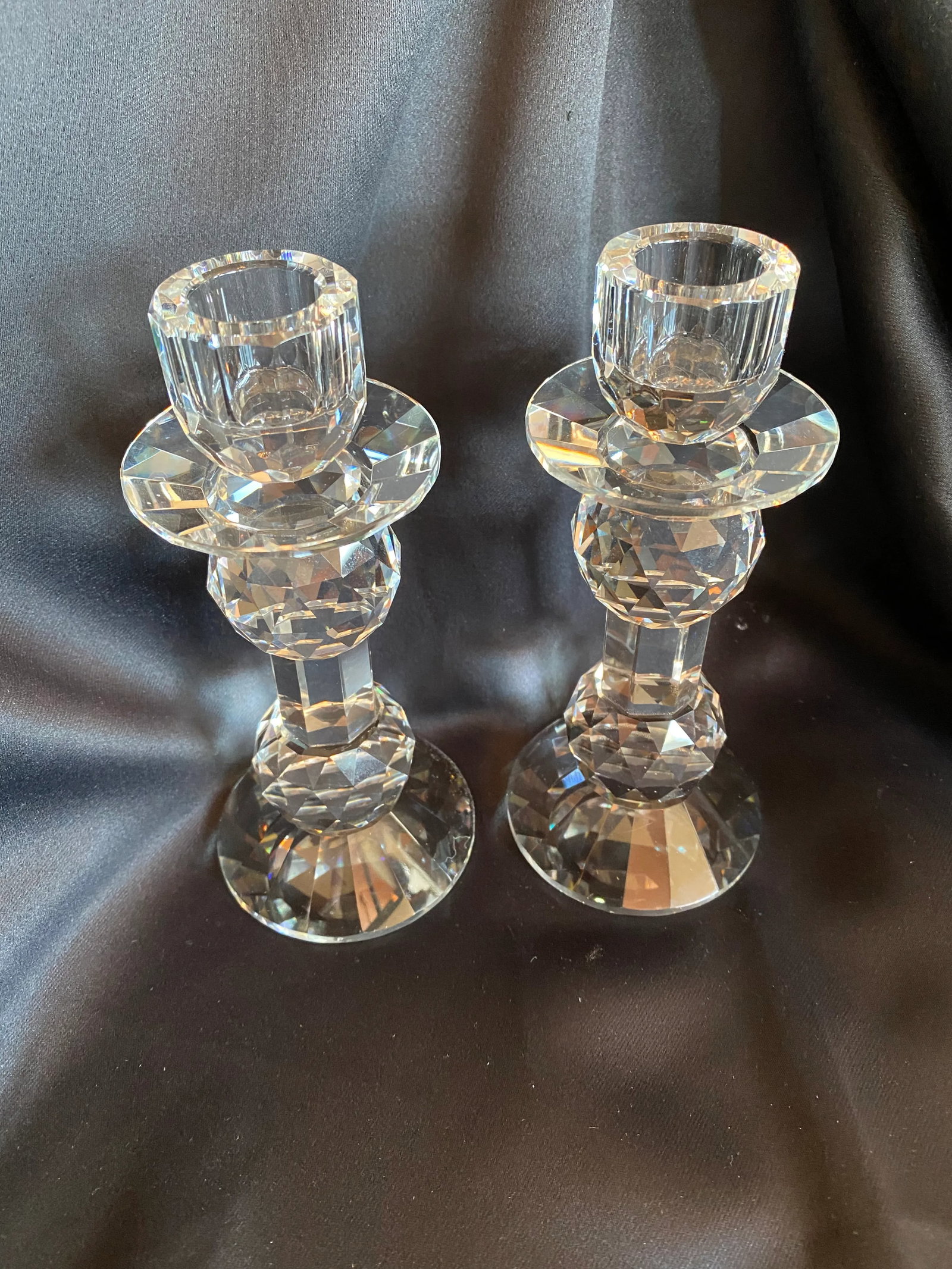 Vintage Crystal Candle Holders- a Pair - 3