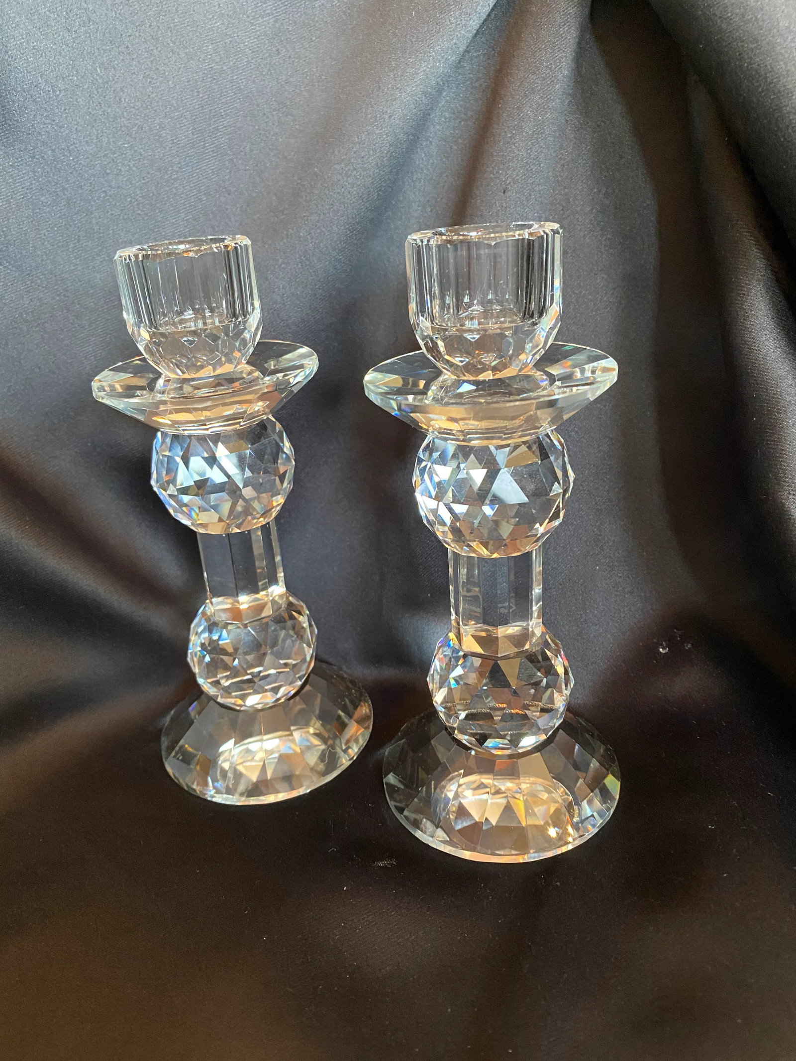 Vintage Crystal Candle Holders- a Pair - 4