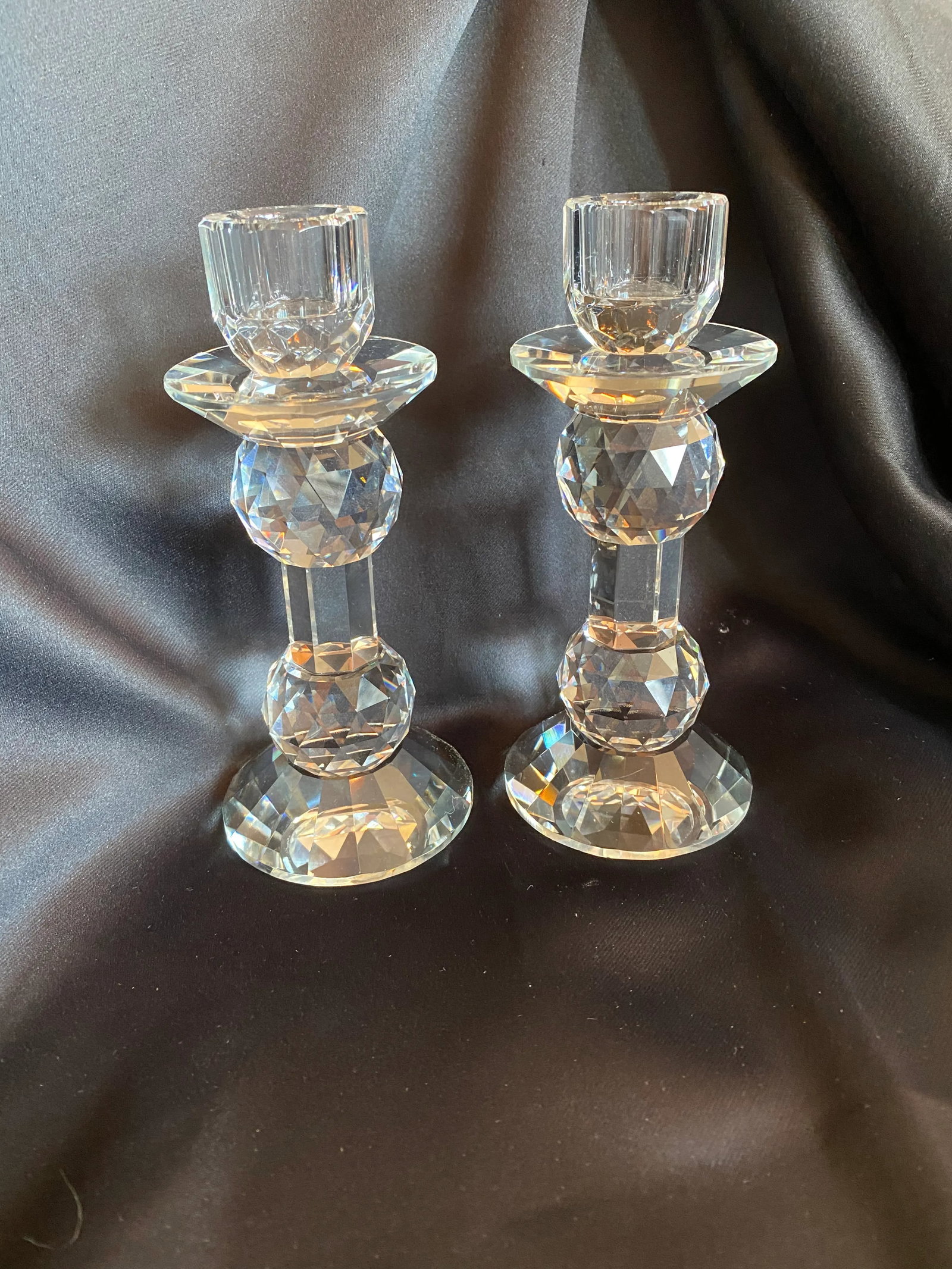 Vintage Crystal Candle Holders- a Pair - 5