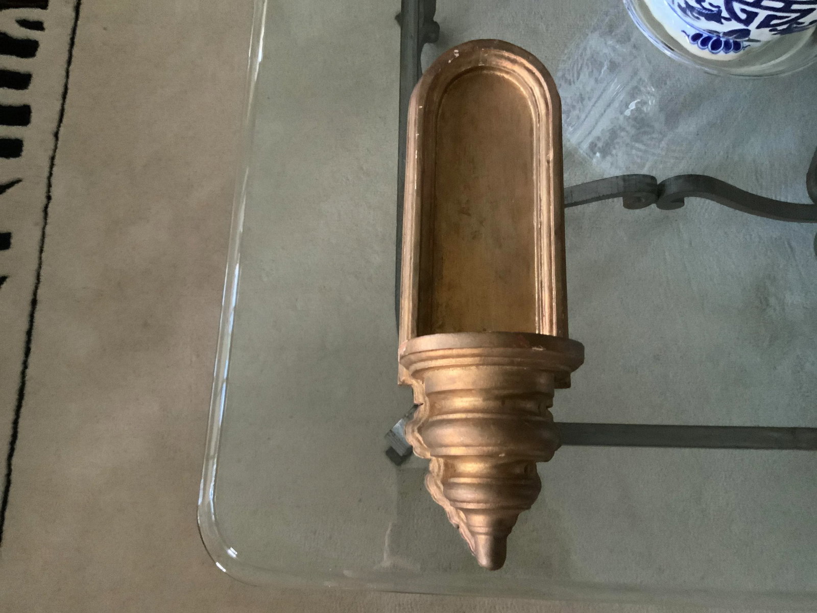 Vintage Hand Carved Gold Gilt Corbel Wall Shelf - 2