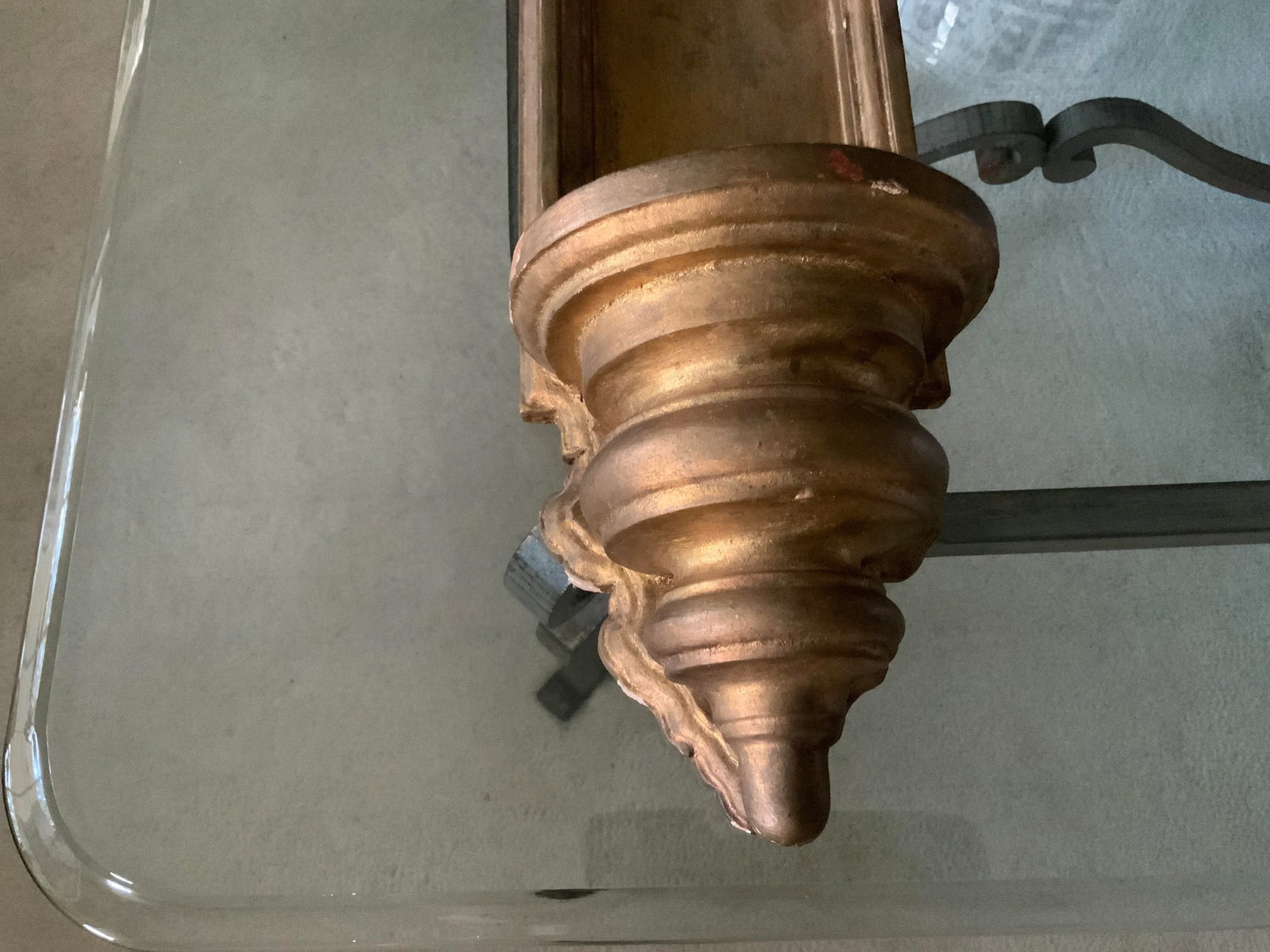 Vintage Hand Carved Gold Gilt Corbel Wall Shelf - 3