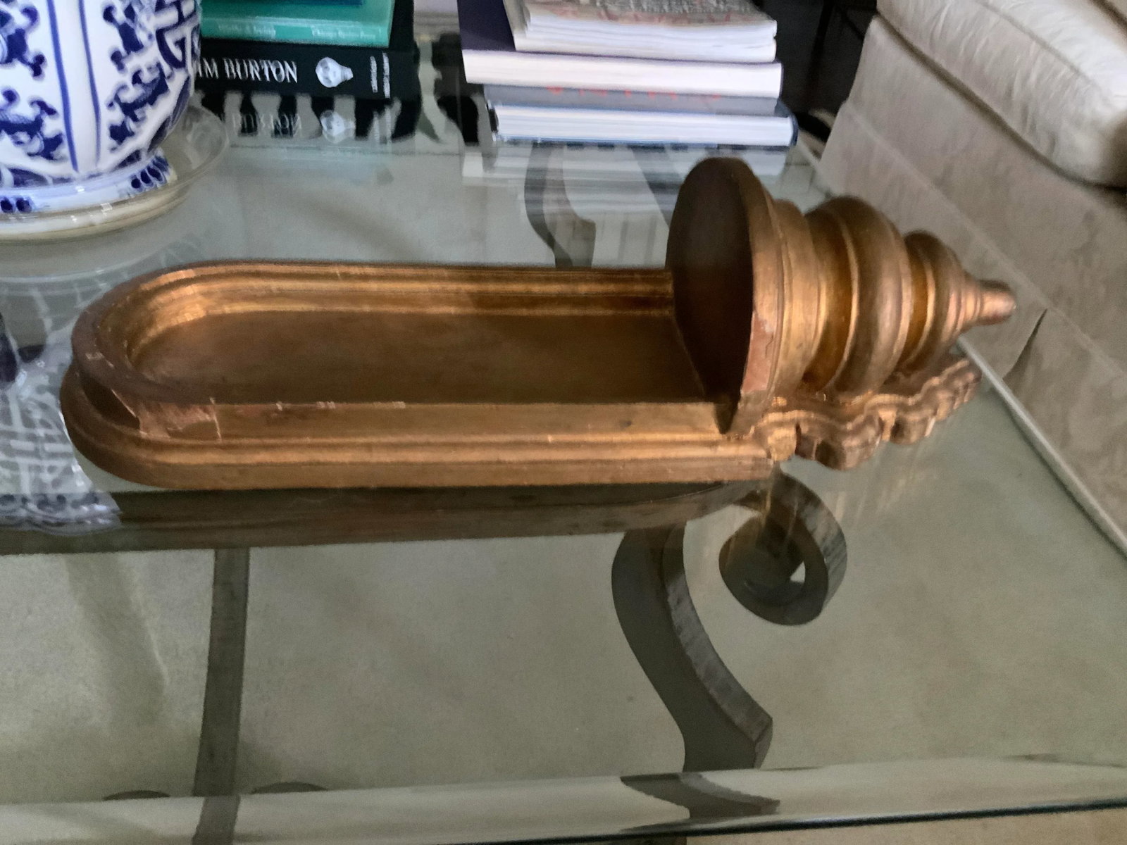 Vintage Hand Carved Gold Gilt Corbel Wall Shelf - 4