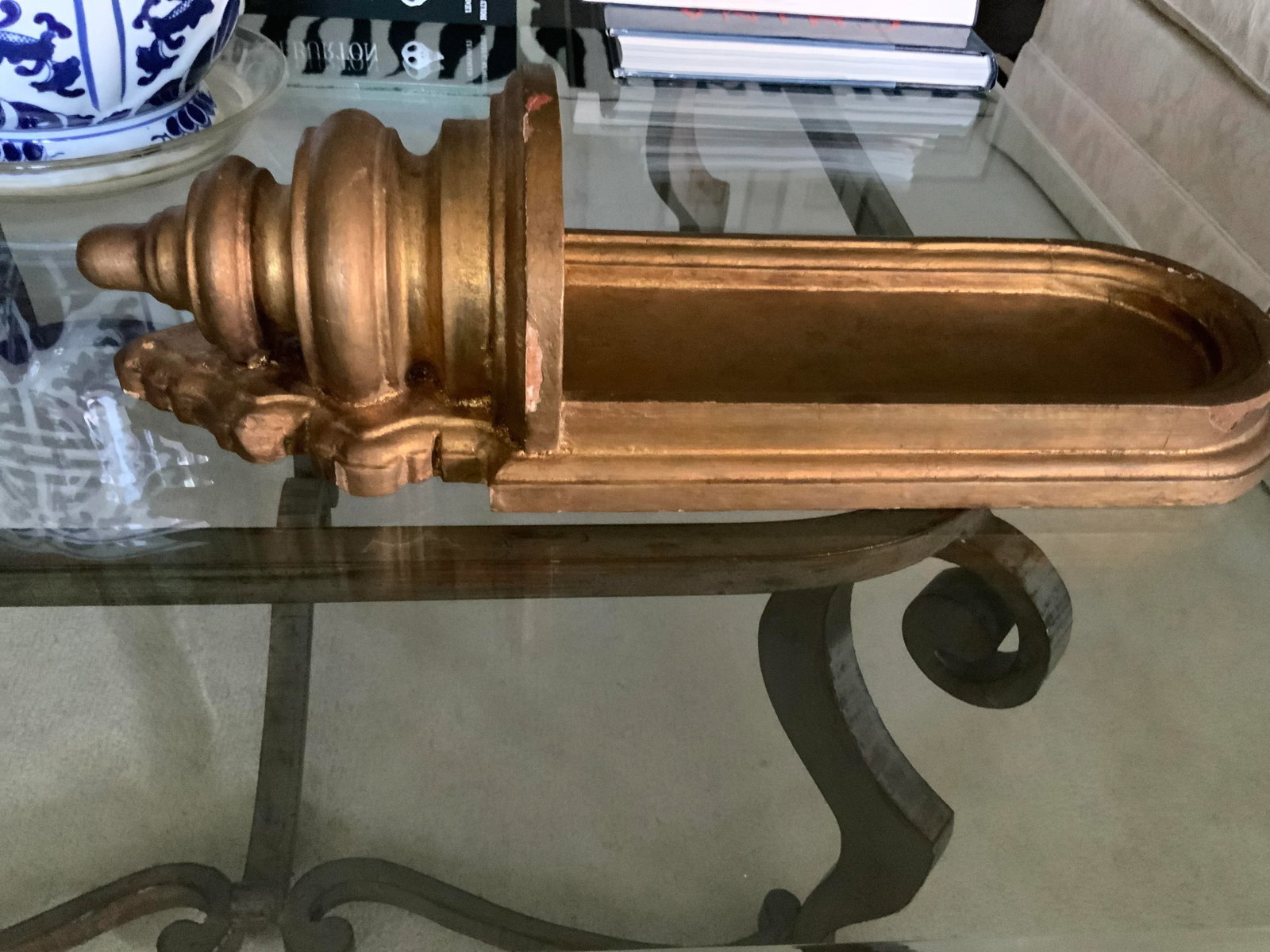 Vintage Hand Carved Gold Gilt Corbel Wall Shelf - 8