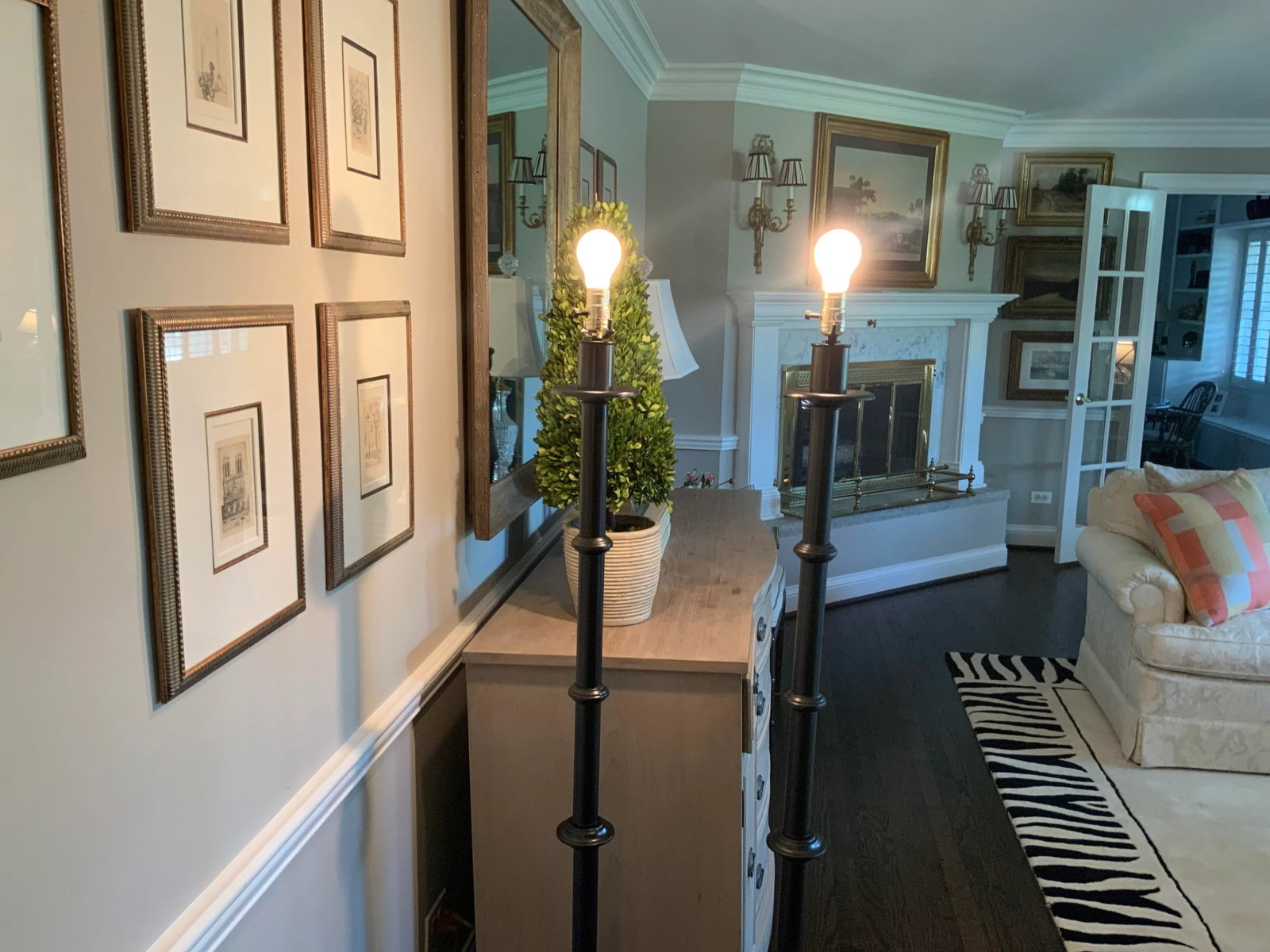 1980s Hollywood Regency Painted Metal Faux Bamboo Floor Lamps - A Pair - 3