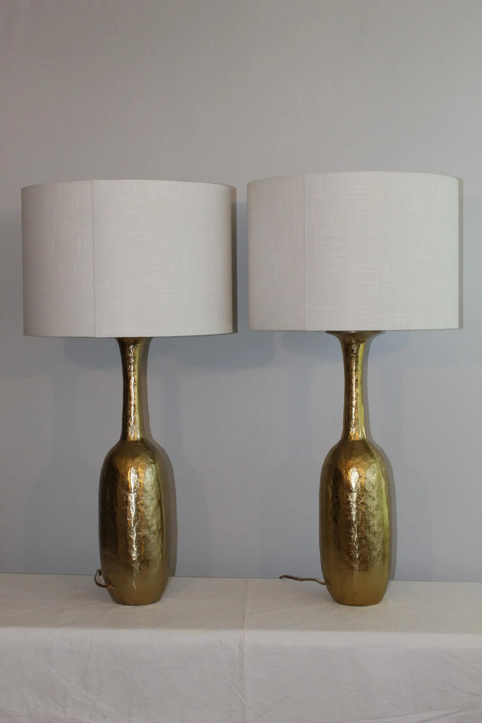 Mid 20th Century Patrick Coard Influence Brass Lamps - a Pair - 2