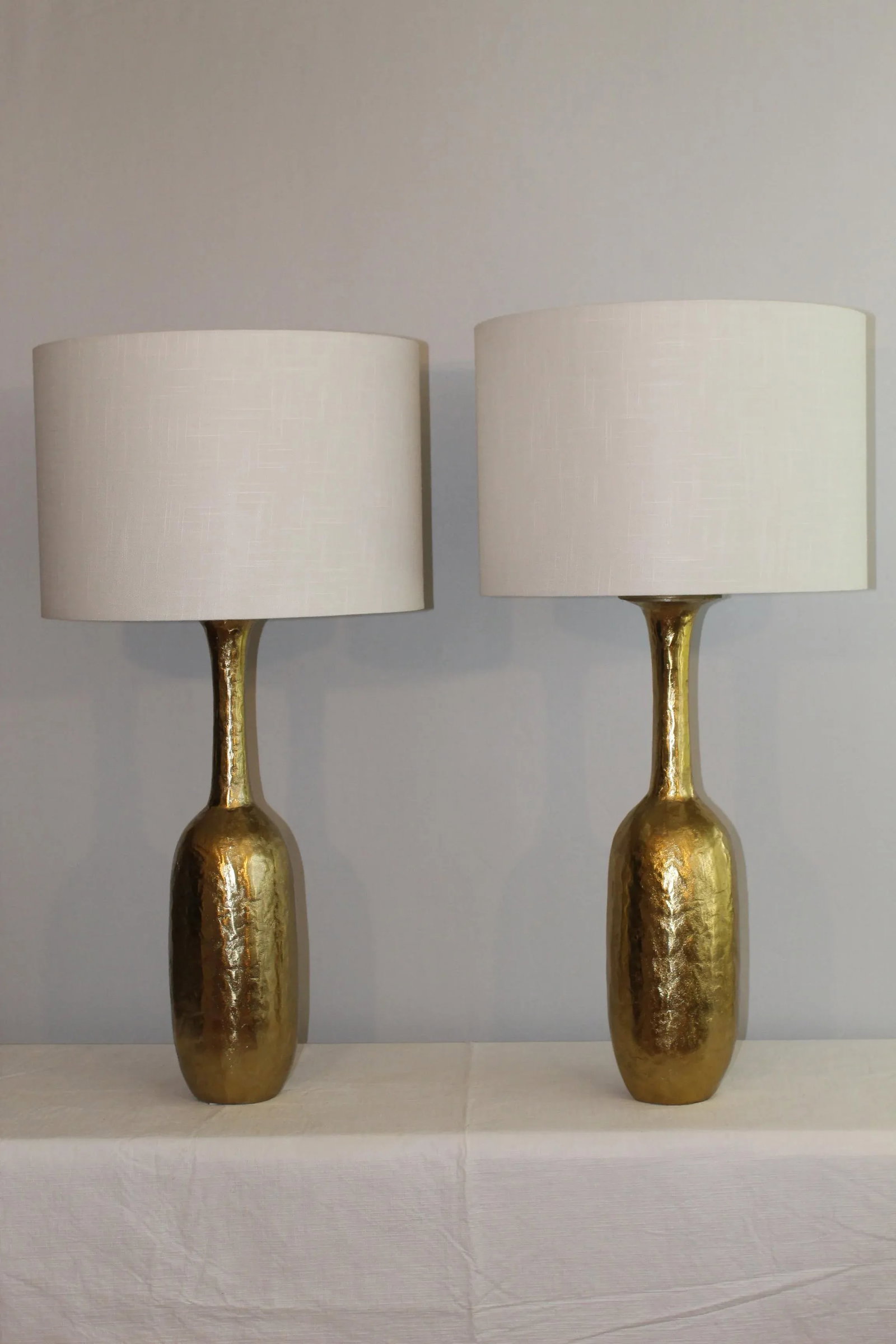 Mid 20th Century Patrick Coard Influence Brass Lamps - a Pair - 3