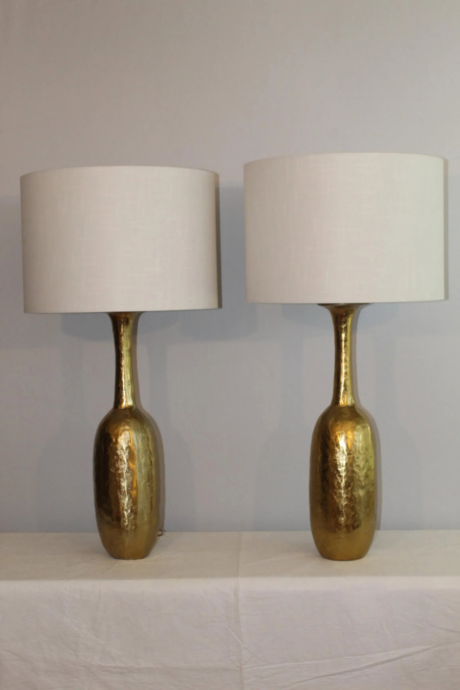 Mid 20th Century Patrick Coard Influence Brass Lamps - a Pair - 4