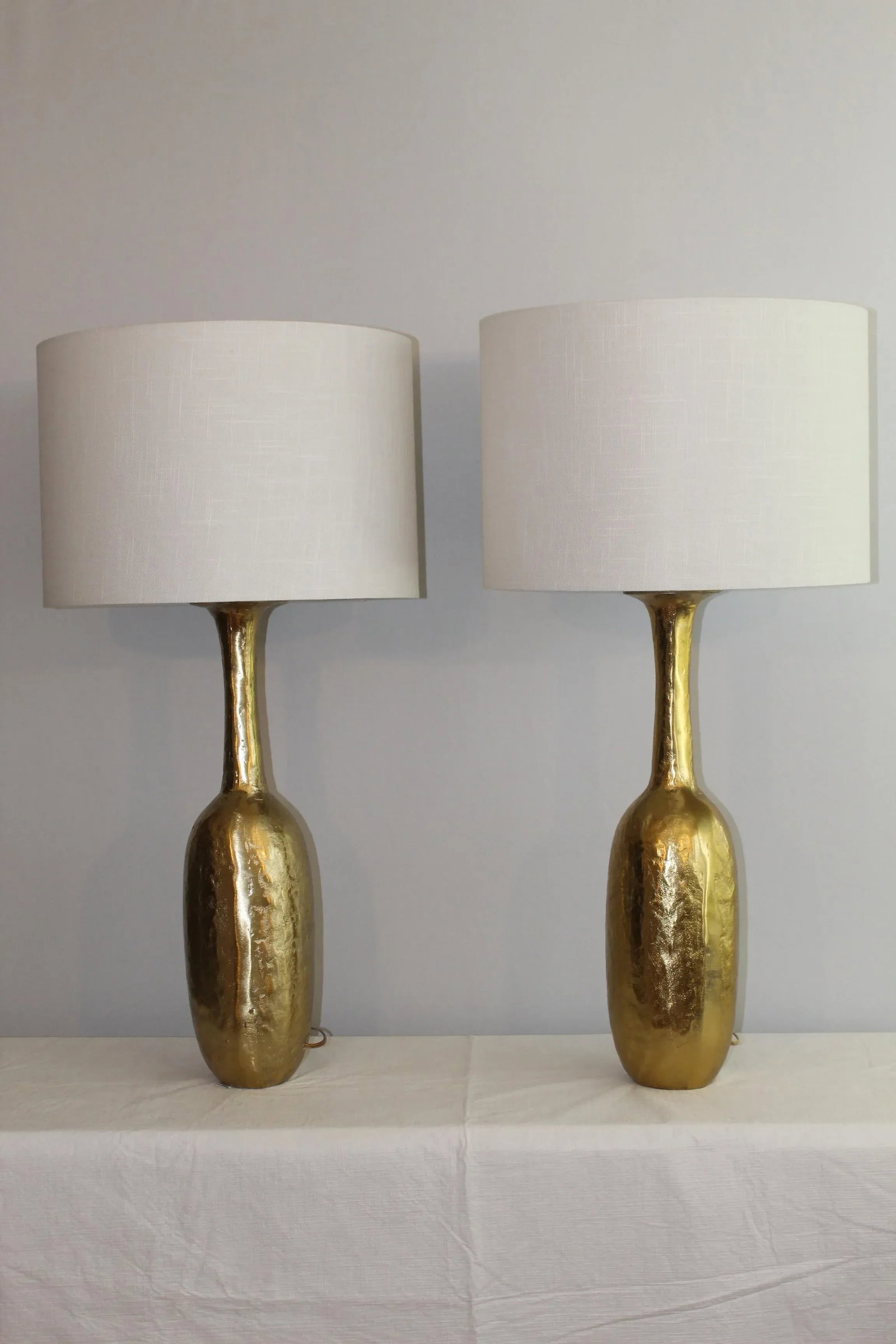 Mid 20th Century Patrick Coard Influence Brass Lamps - a Pair - 5