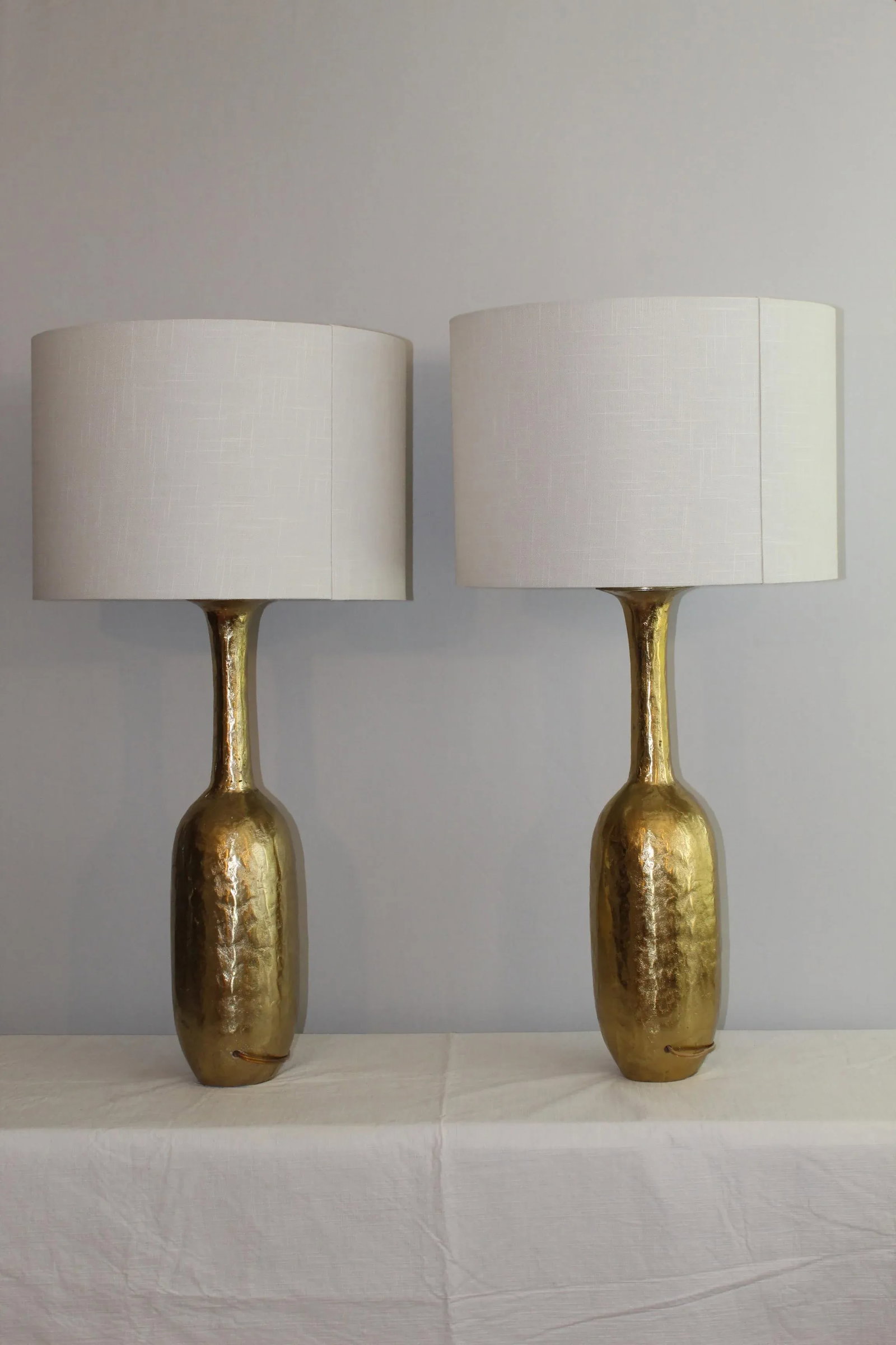 Mid 20th Century Patrick Coard Influence Brass Lamps - a Pair - 6