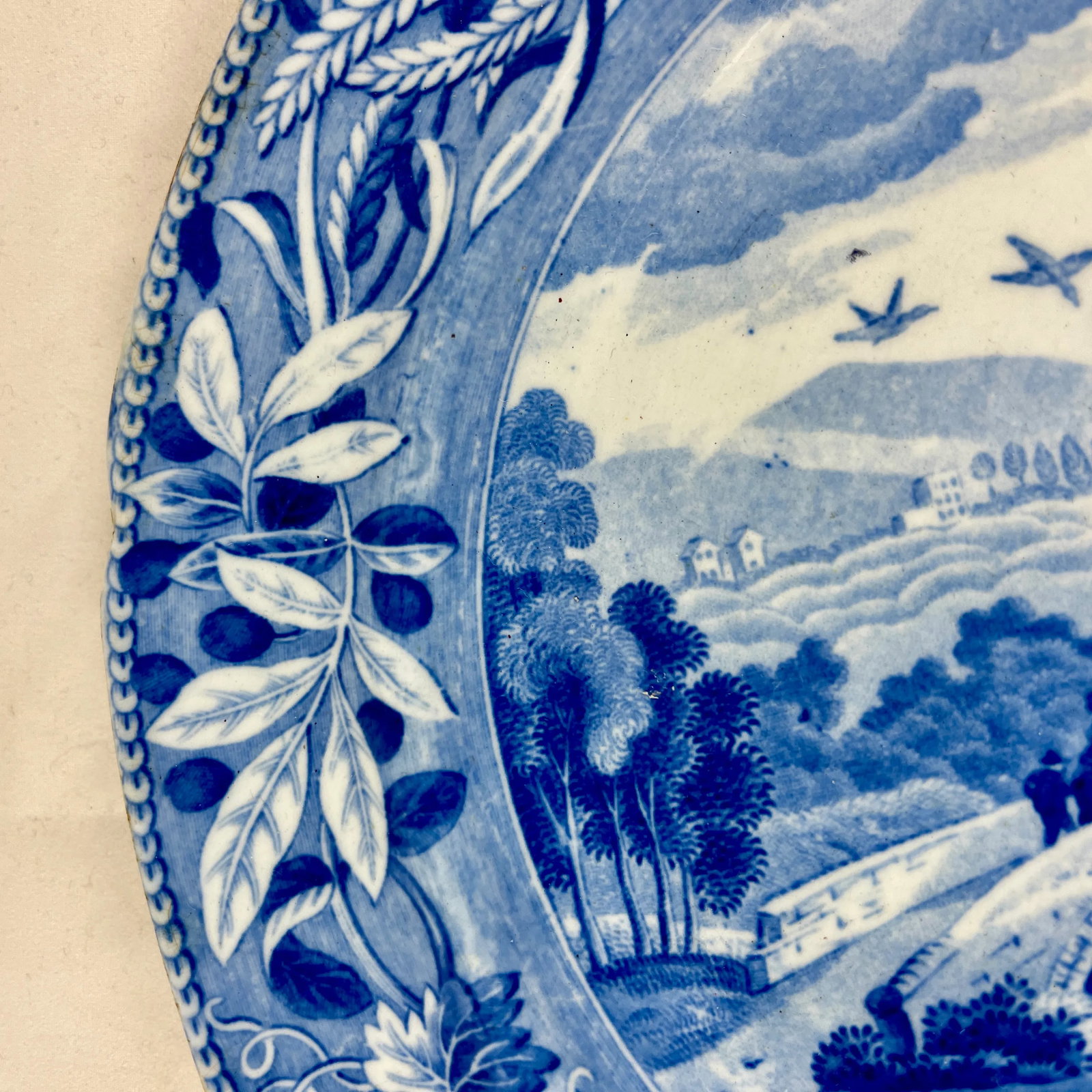 Spode 'Bridge of Lucano' Blue Transferware Dinner Plates Circa 1820 Set/6 - 6
