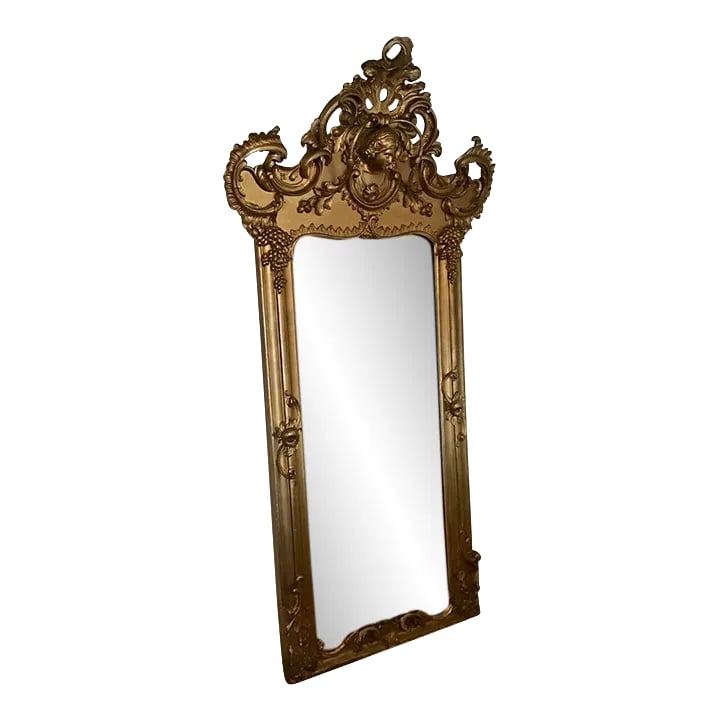 19th Century French Baroque Rococo Revival Lady Full Leaner Full Mirror Massive (1 of 16)