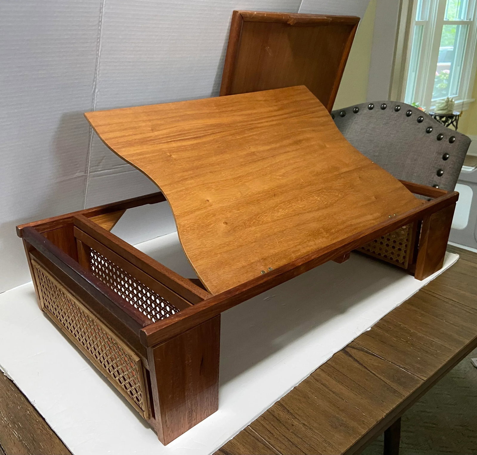 Mid-Century Linrose Lap Desk Cane & Serving Bed Tray- 2 Pieces - 2