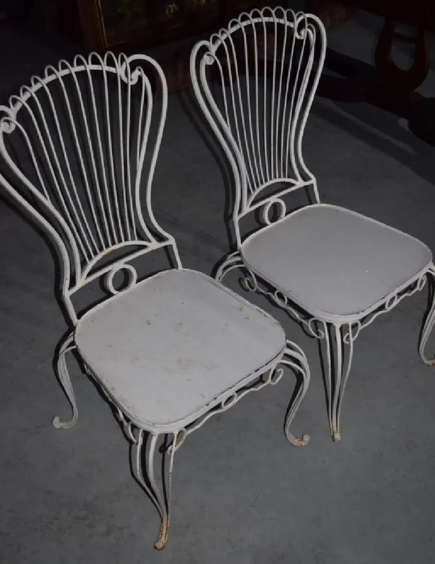 Vintage Hollywood Regency Wrought Iron Chairs - a Pair - 3