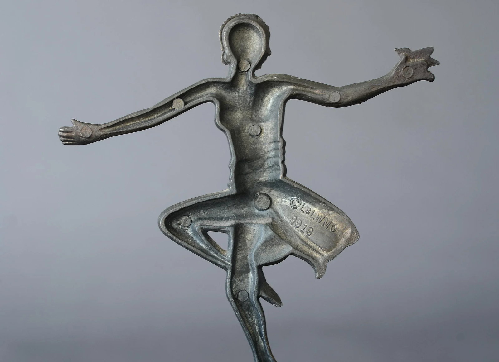 1930s Loevsky & Loevsky Art Deco Nude Lady Holding Bird Lamp - 10