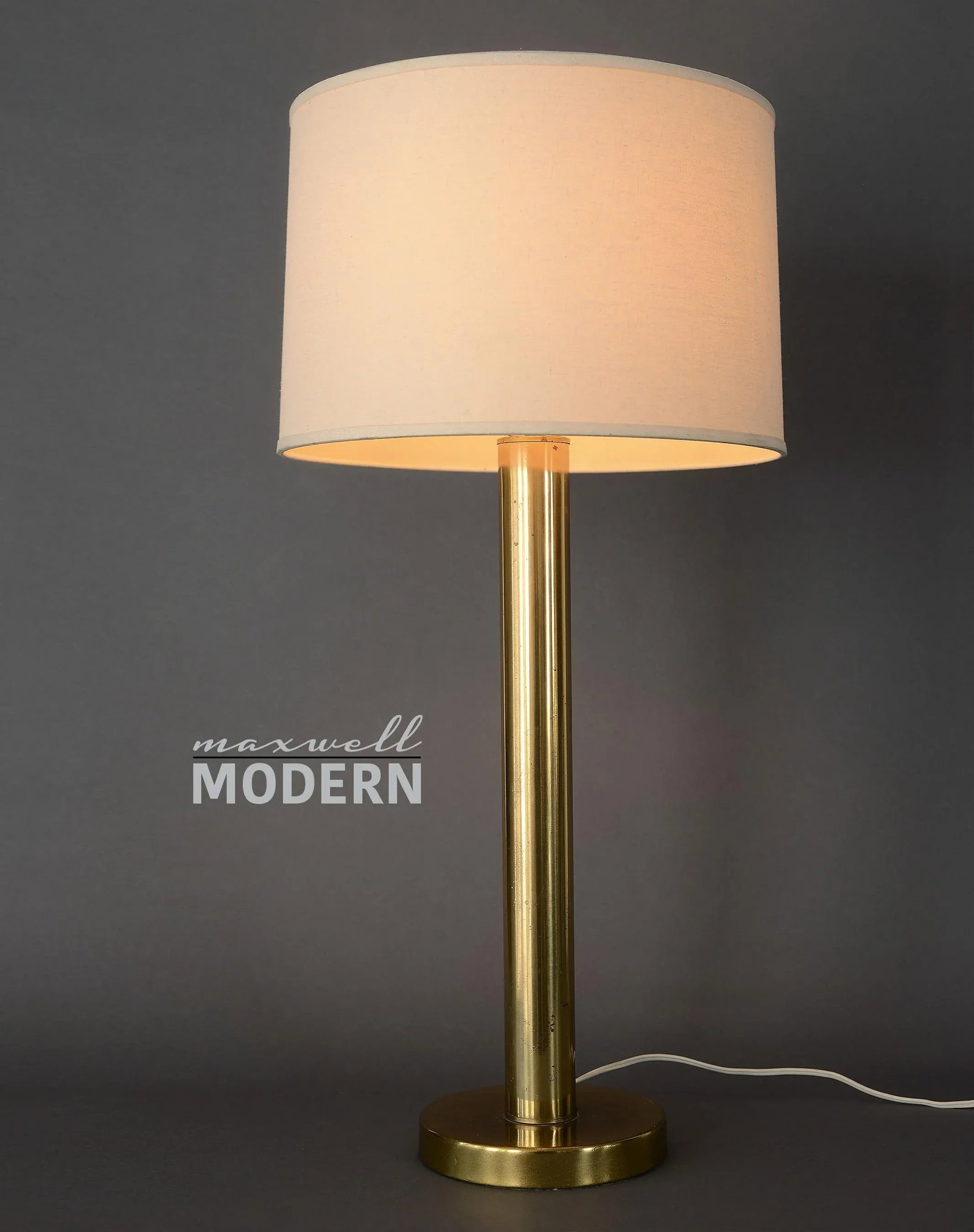 Mid Century Minimalist Cylinder Brass Table Lamp - 2