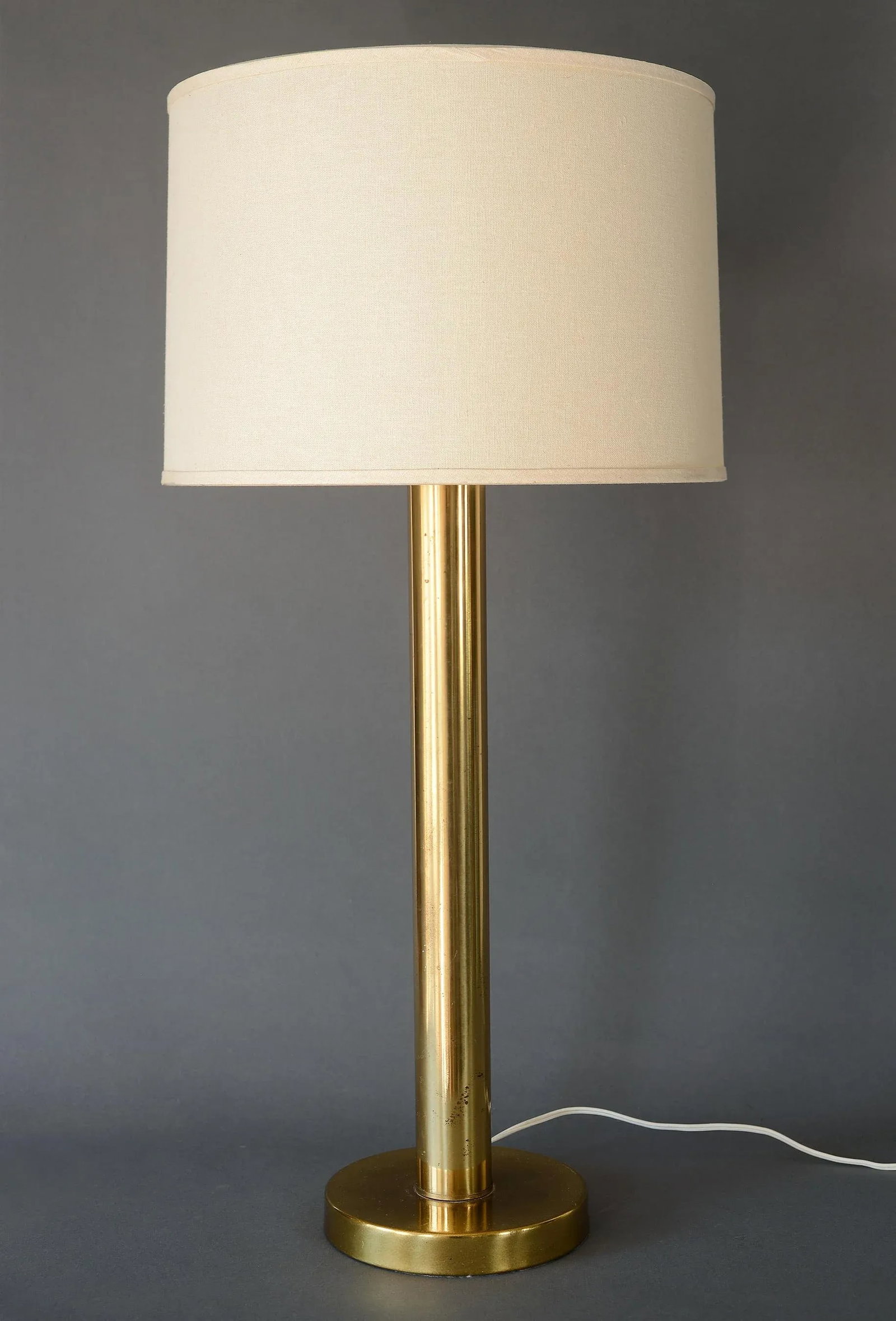 Mid Century Minimalist Cylinder Brass Table Lamp - 9