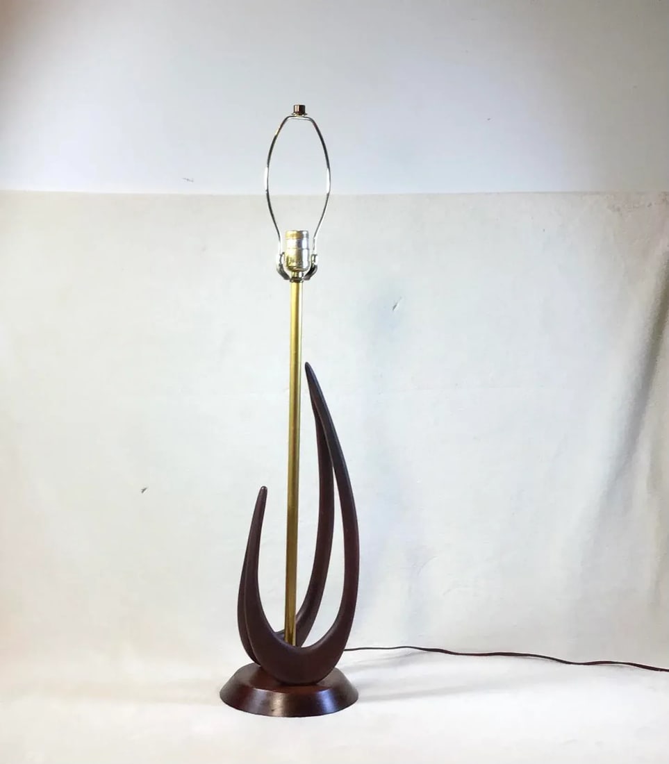 Mid Century Sculptural Walnut Table Lamp Adrian Pearsall Era - 13