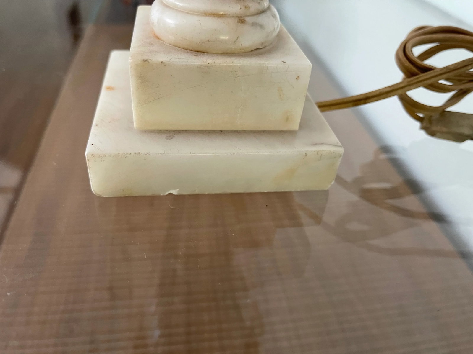 Mid-Century Marble Carved Table Lamp - 3