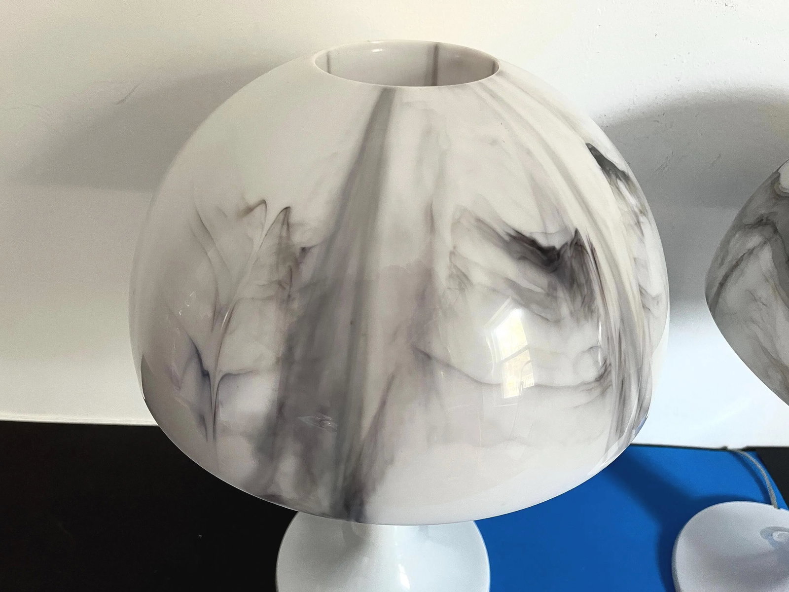 1970s Marbled Mushroom Lamps, Pair - 7