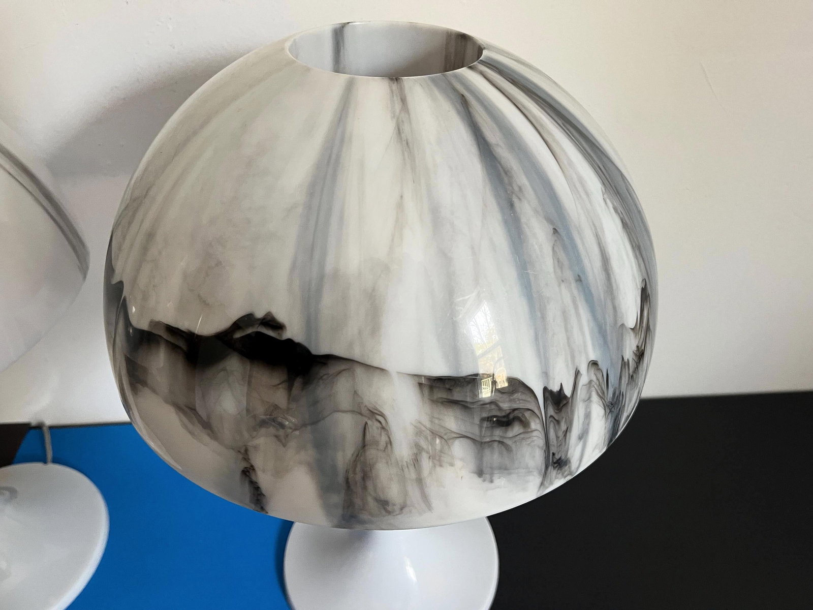 1970s Marbled Mushroom Lamps, Pair - 9