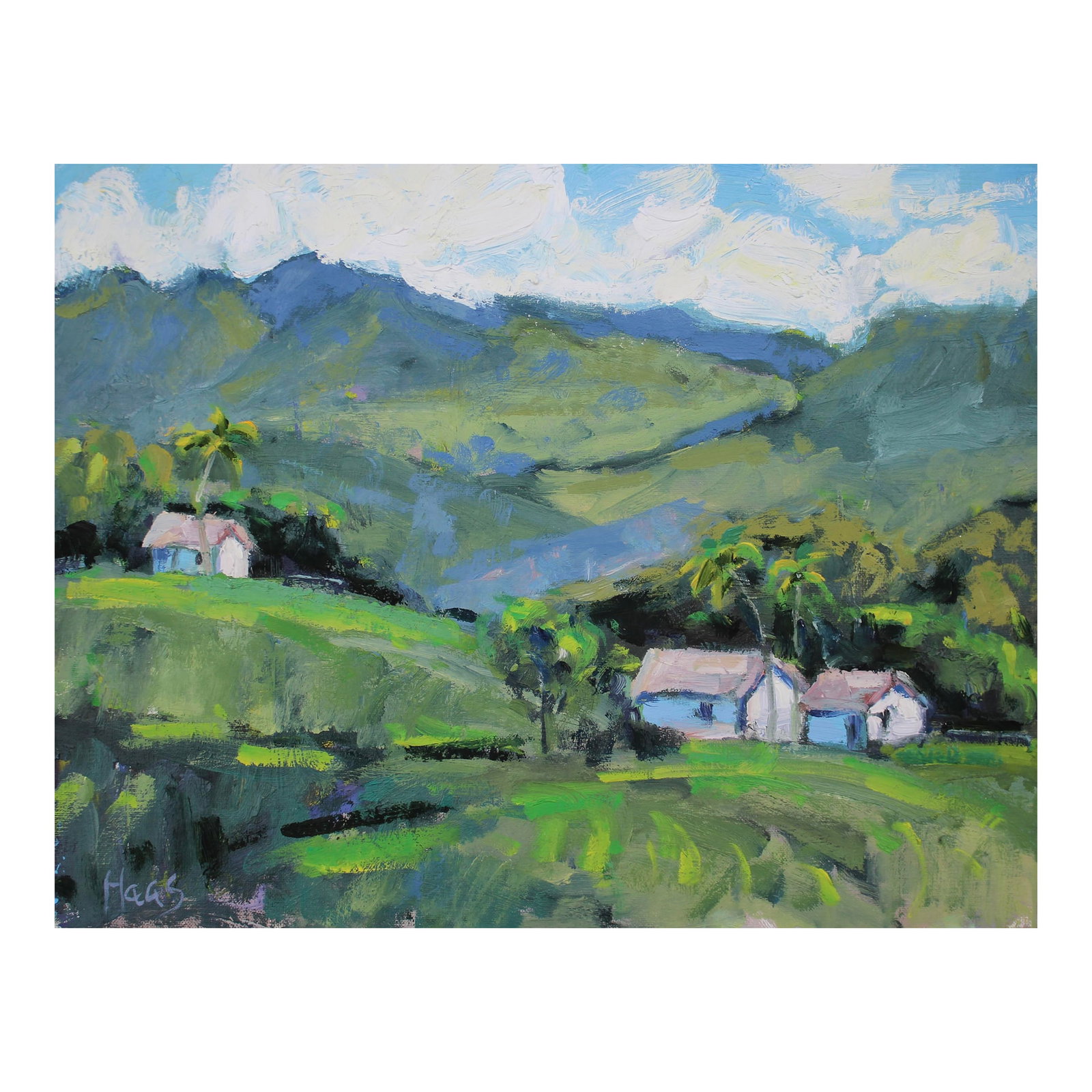 Contemporary Impressionist Upcountry Maui Oil Painting: "Upcountry Maui" is an original oil painting inspired by the expansive landscapes and luminous atmosphere of Maui's upland region. Soft light, layered brushwork, and refined color create a sense of