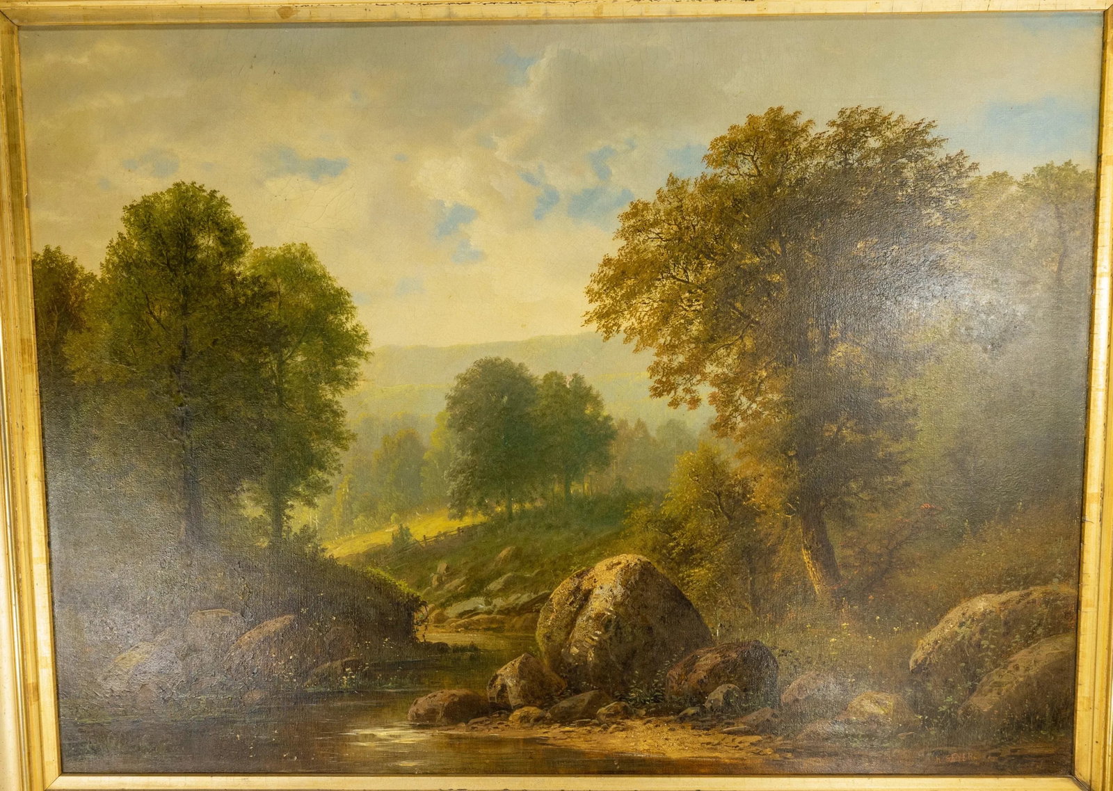 Large American 19th Century Landscape Painting by Herman Geyer - 2