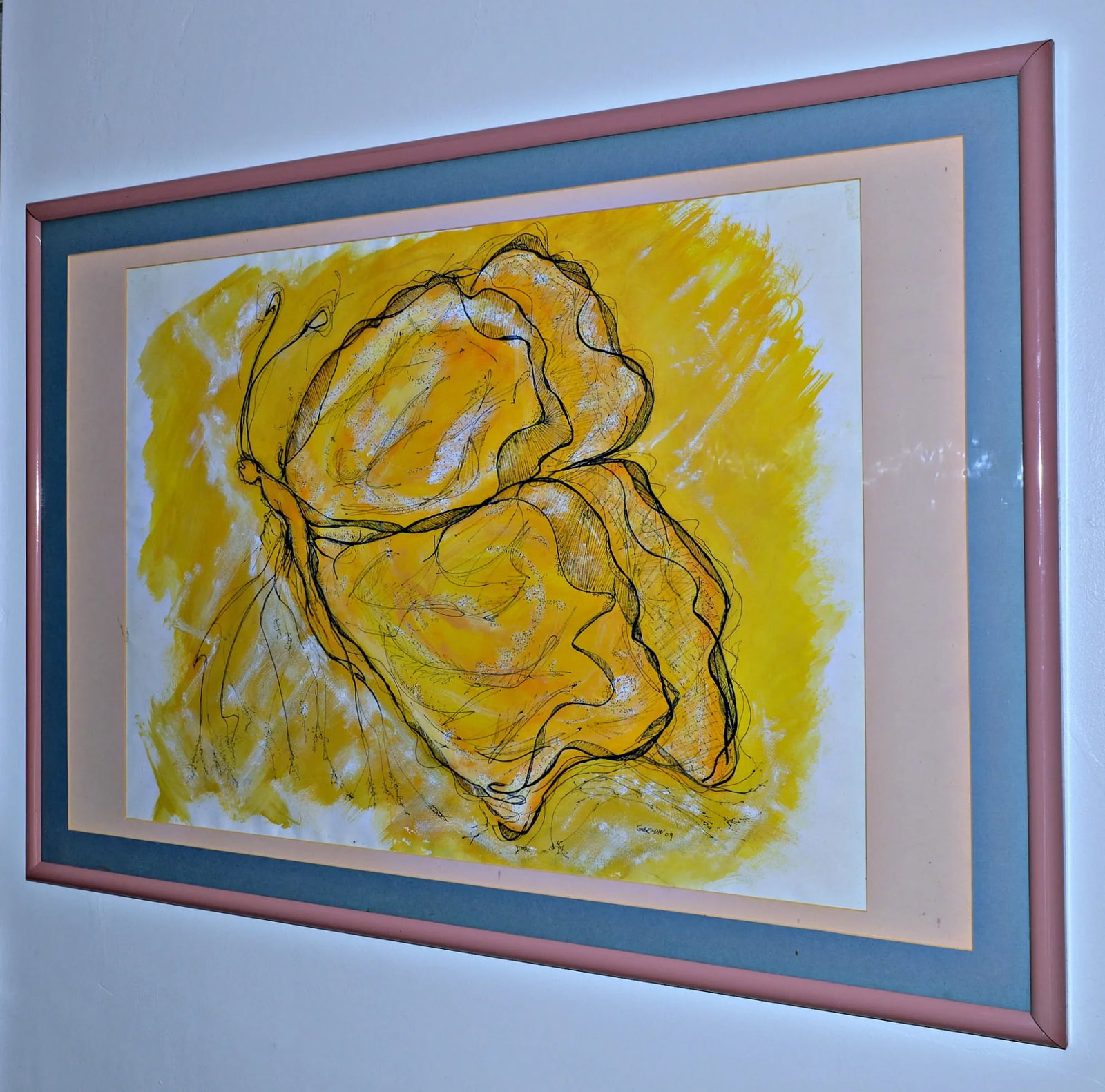 "Butterfly in Yellow" Original Drawing by German - 2