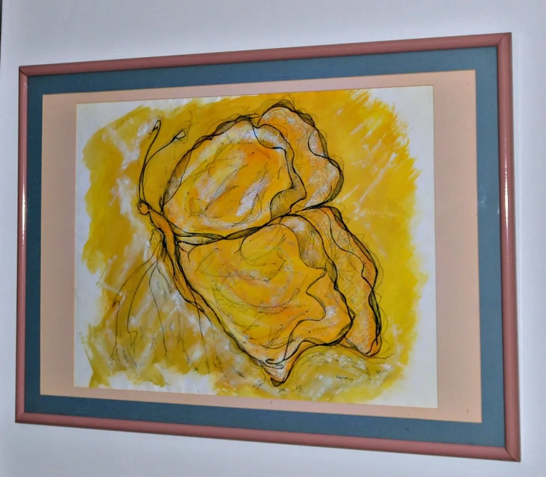 "Butterfly in Yellow" Original Drawing by German - 4