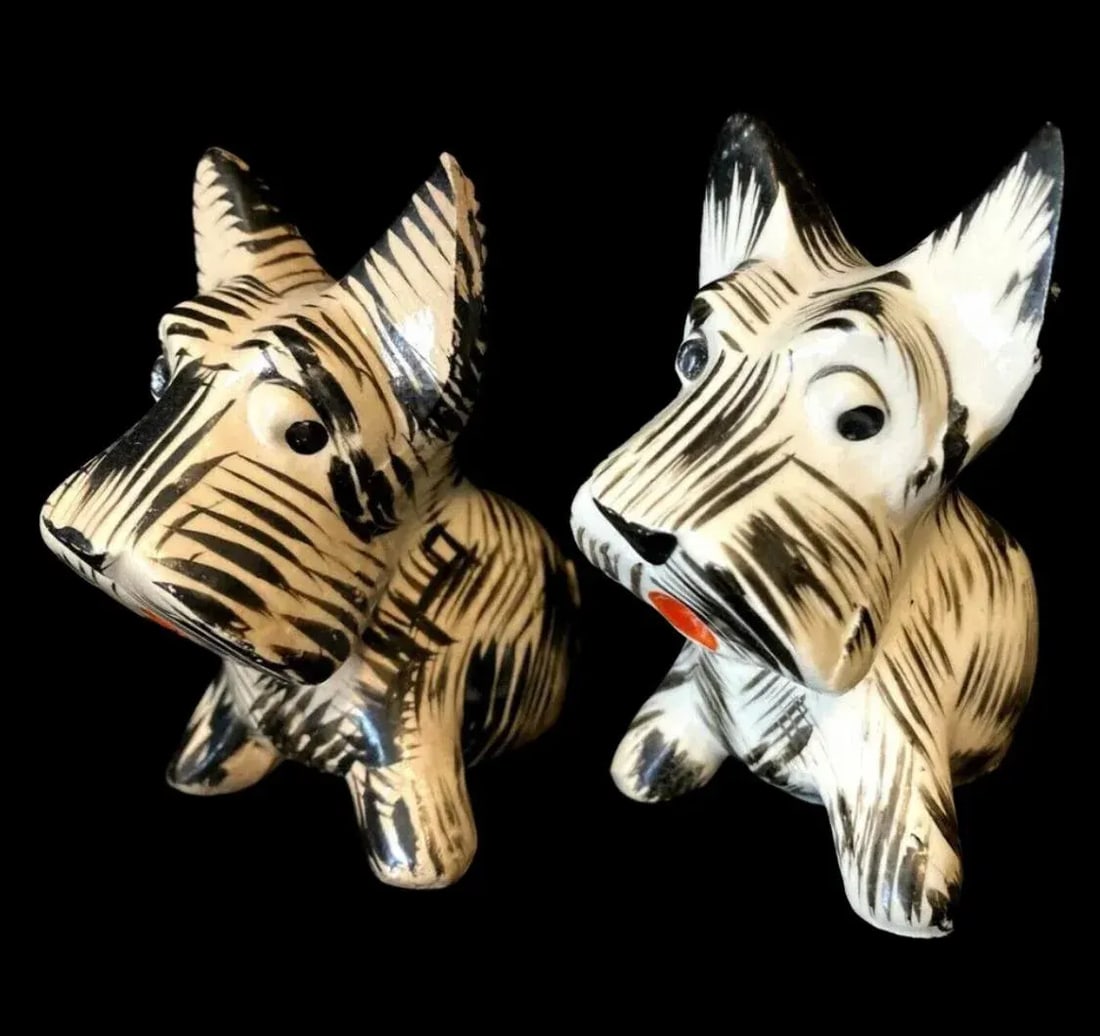 Sale Vintage Hand-Painted Deco Scottie Scottish & Westie West Highland White Terrier Dog Salt & Pepp - 10
