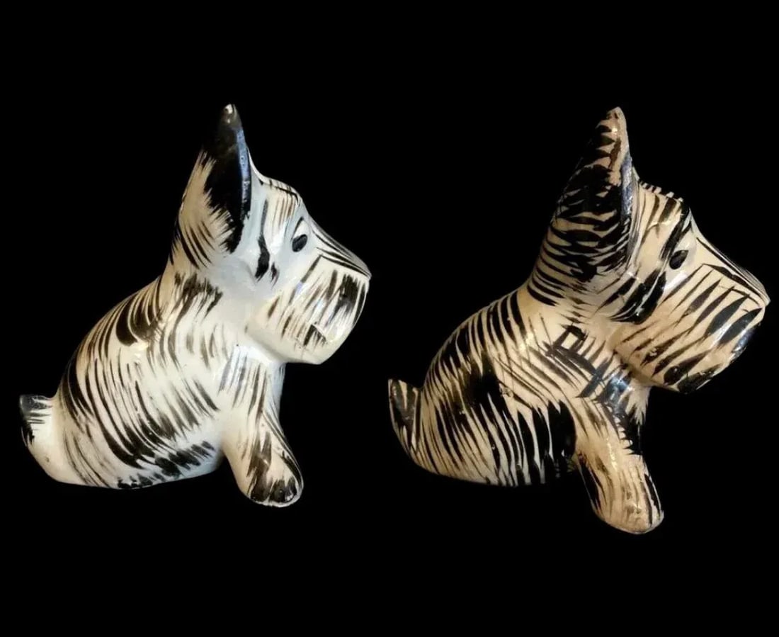 Sale Vintage Hand-Painted Deco Scottie Scottish & Westie West Highland White Terrier Dog Salt & Pepp - 9