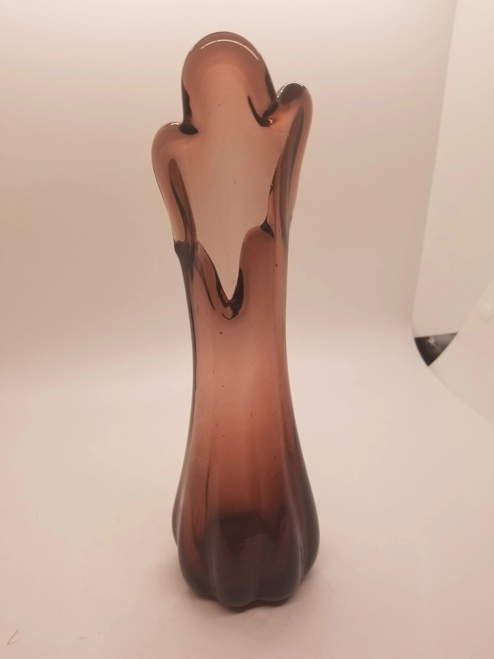 Vintage Five Finger Amethyst Handblown Glass Vase - 2