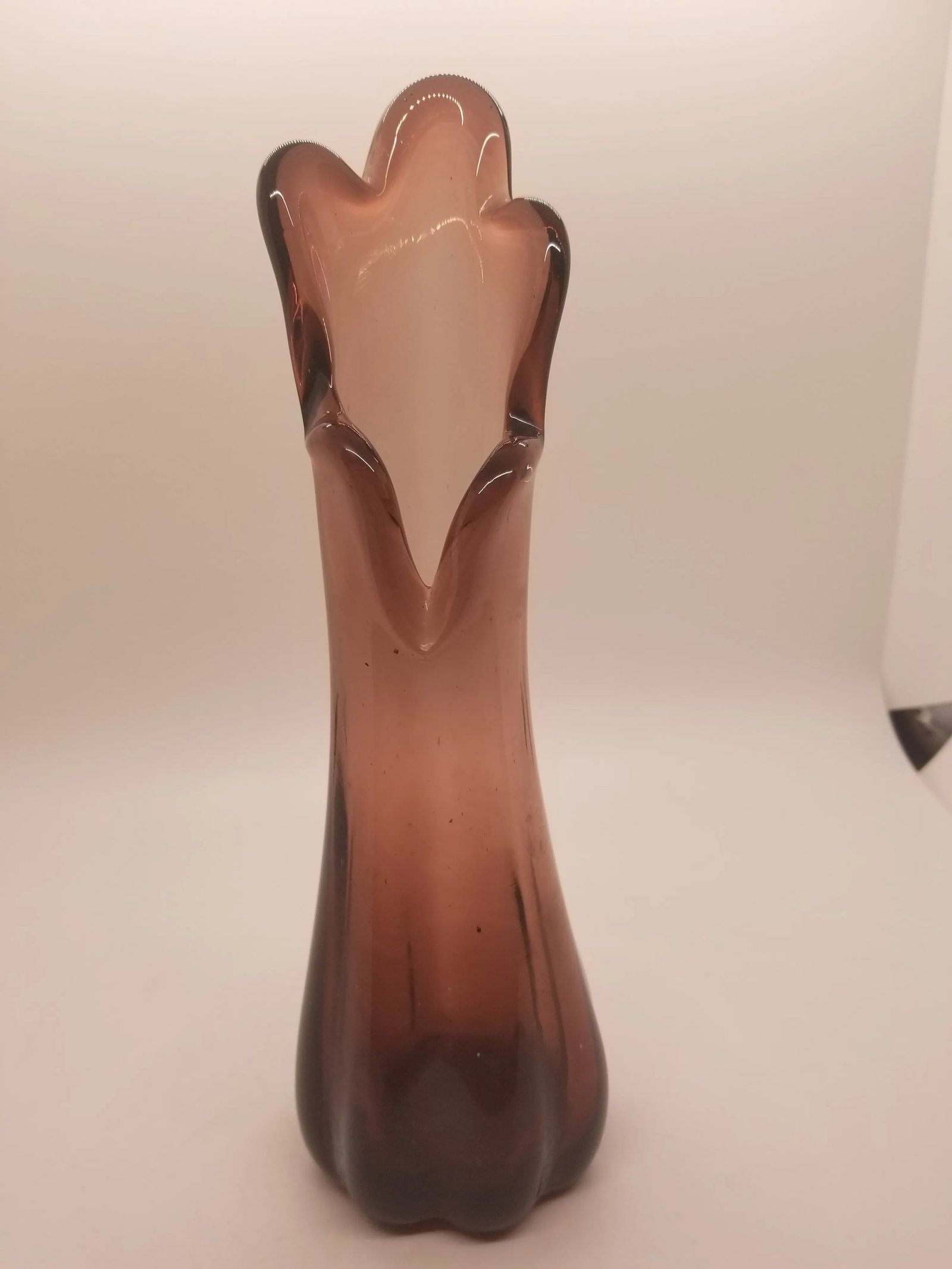Vintage Five Finger Amethyst Handblown Glass Vase - 4