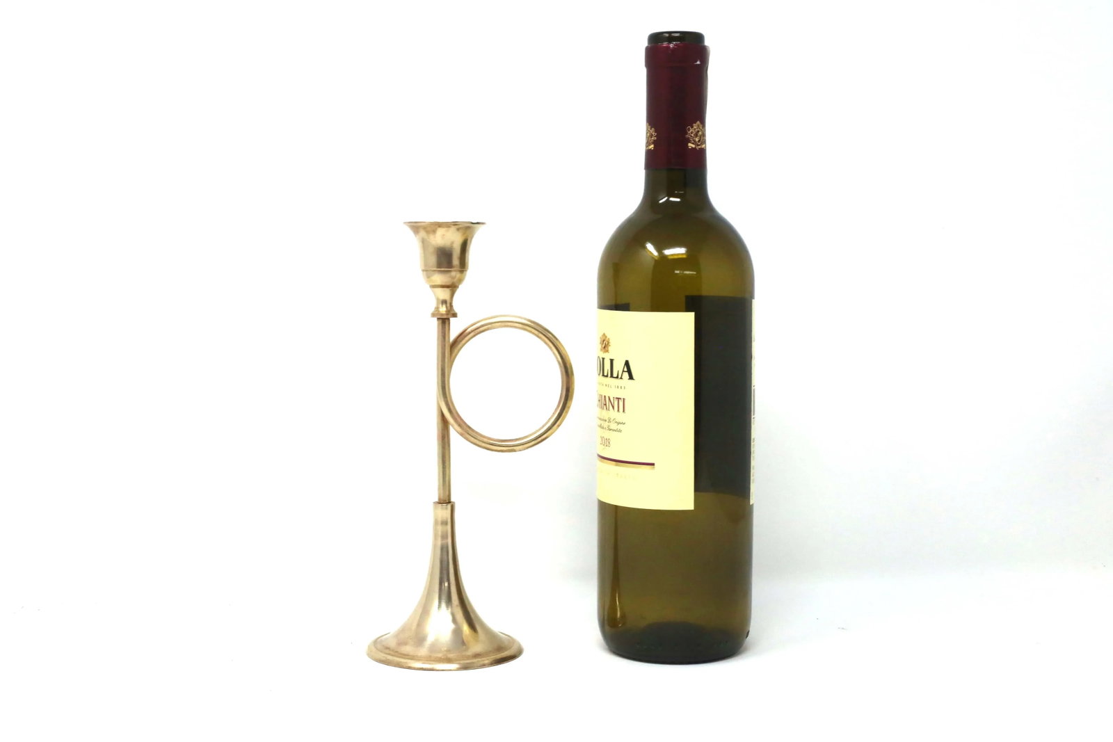 Vintage Brass Trumpet Candle Holder - 4
