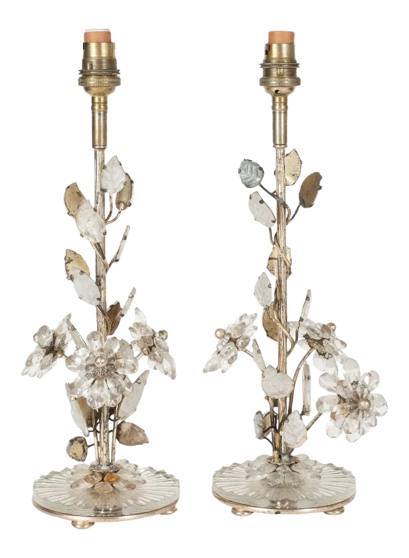 Vintage Crystal Floral Motif Table Lamps - a Pair (1 of 12)