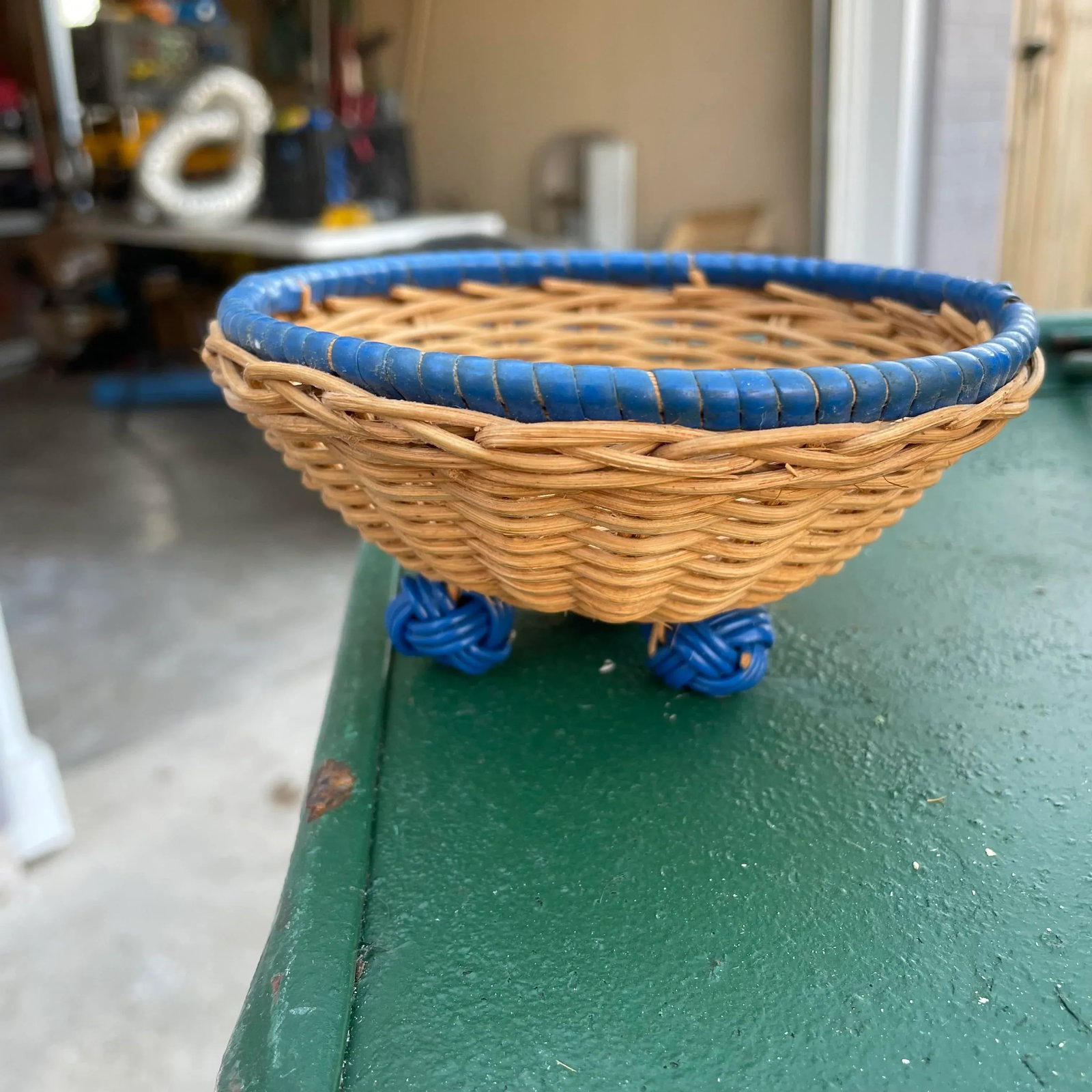 Vintage and Rattan and Multicolor Banded Baskets- a Set of 9 - 11
