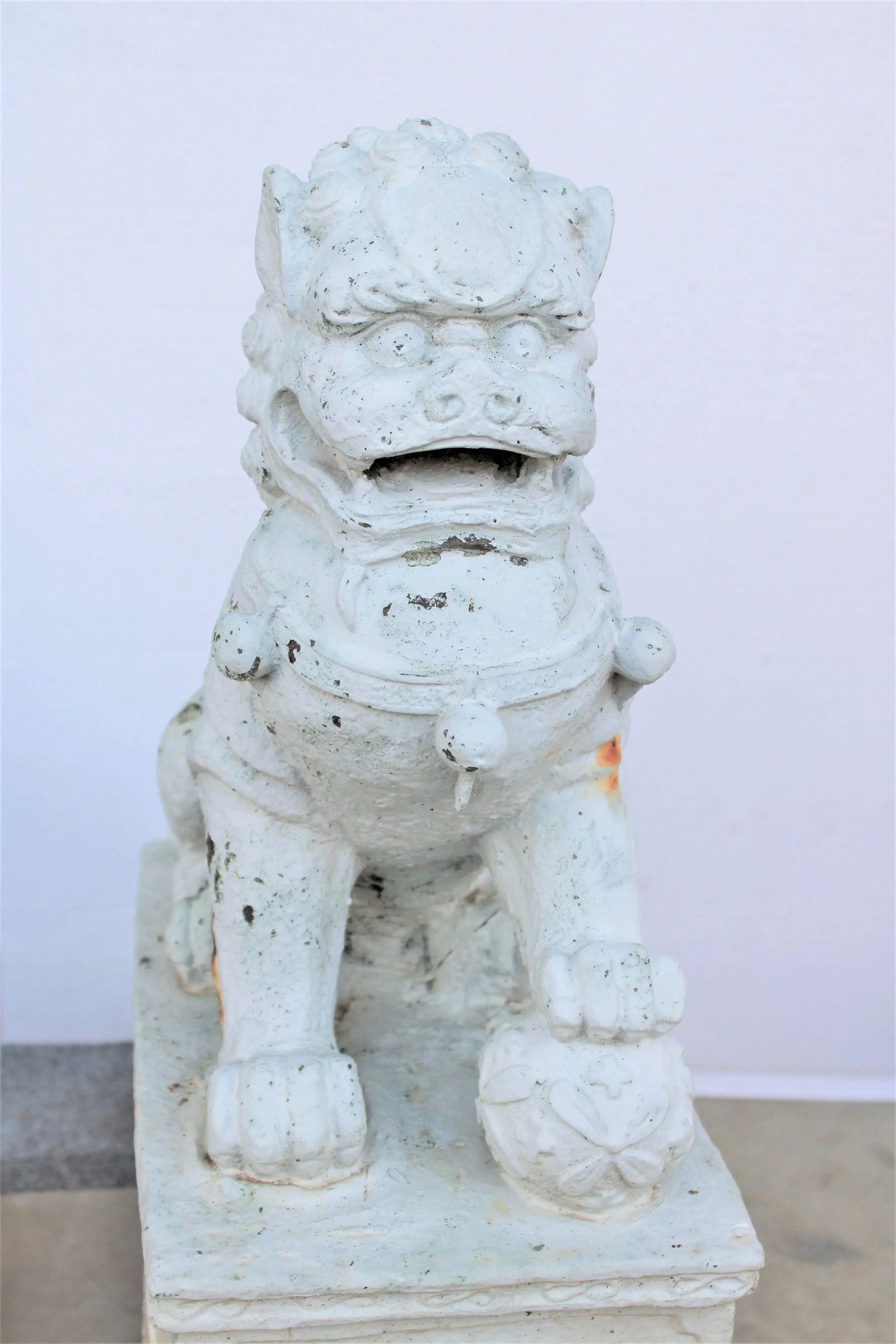Antique Chinese Seated Foo Dog Statues, Pair - 2
