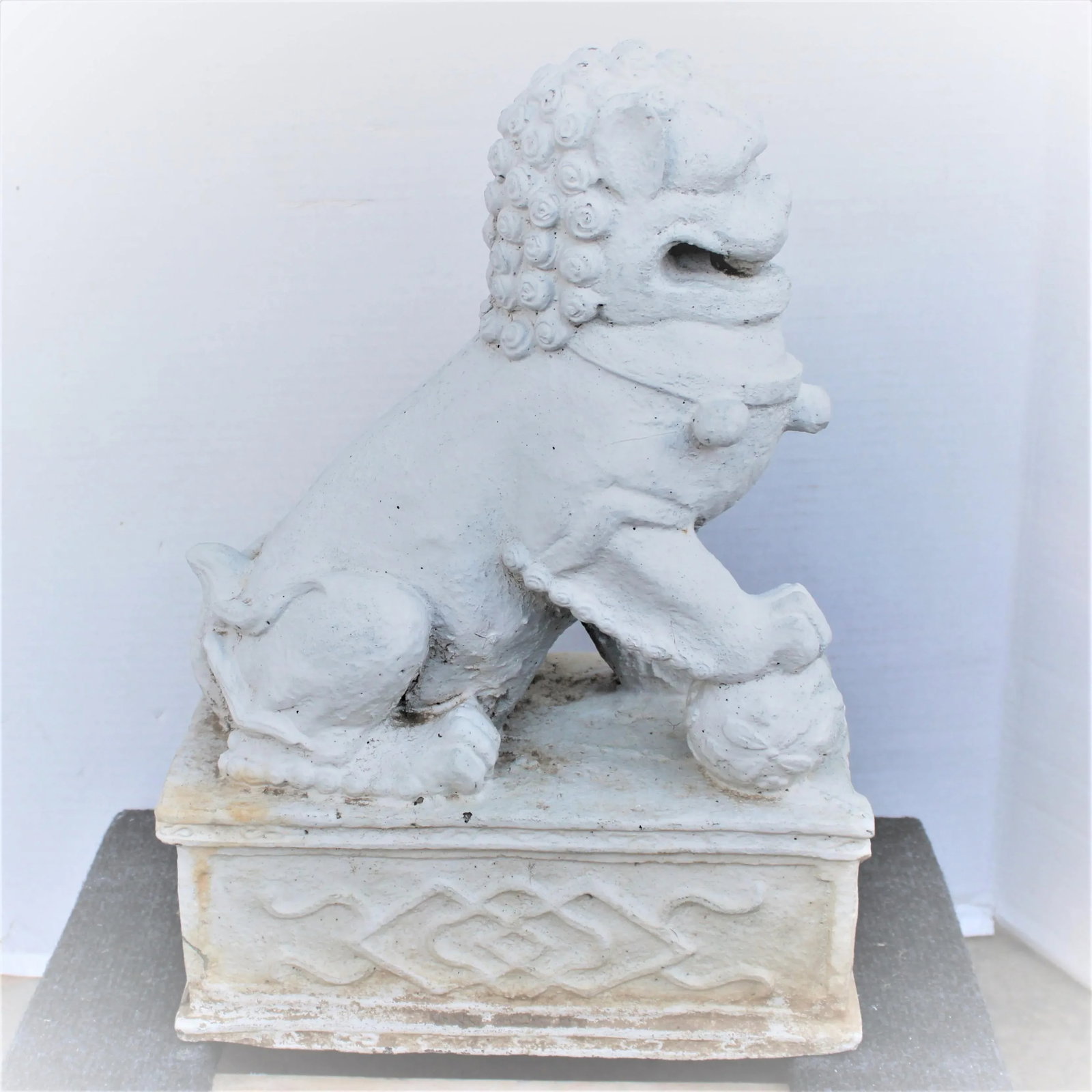 Antique Chinese Seated Foo Dog Statues, Pair - 3