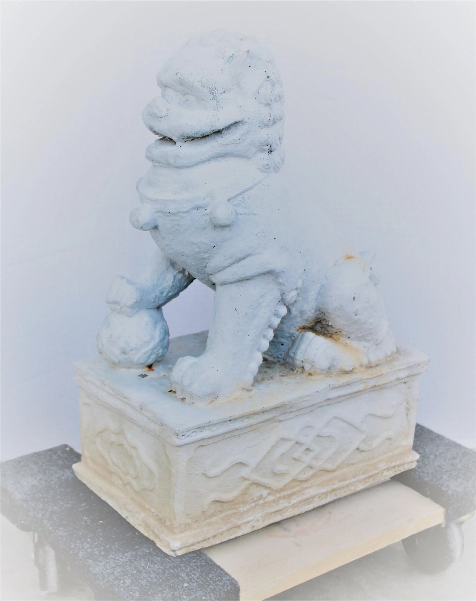 Antique Chinese Seated Foo Dog Statues, Pair - 4