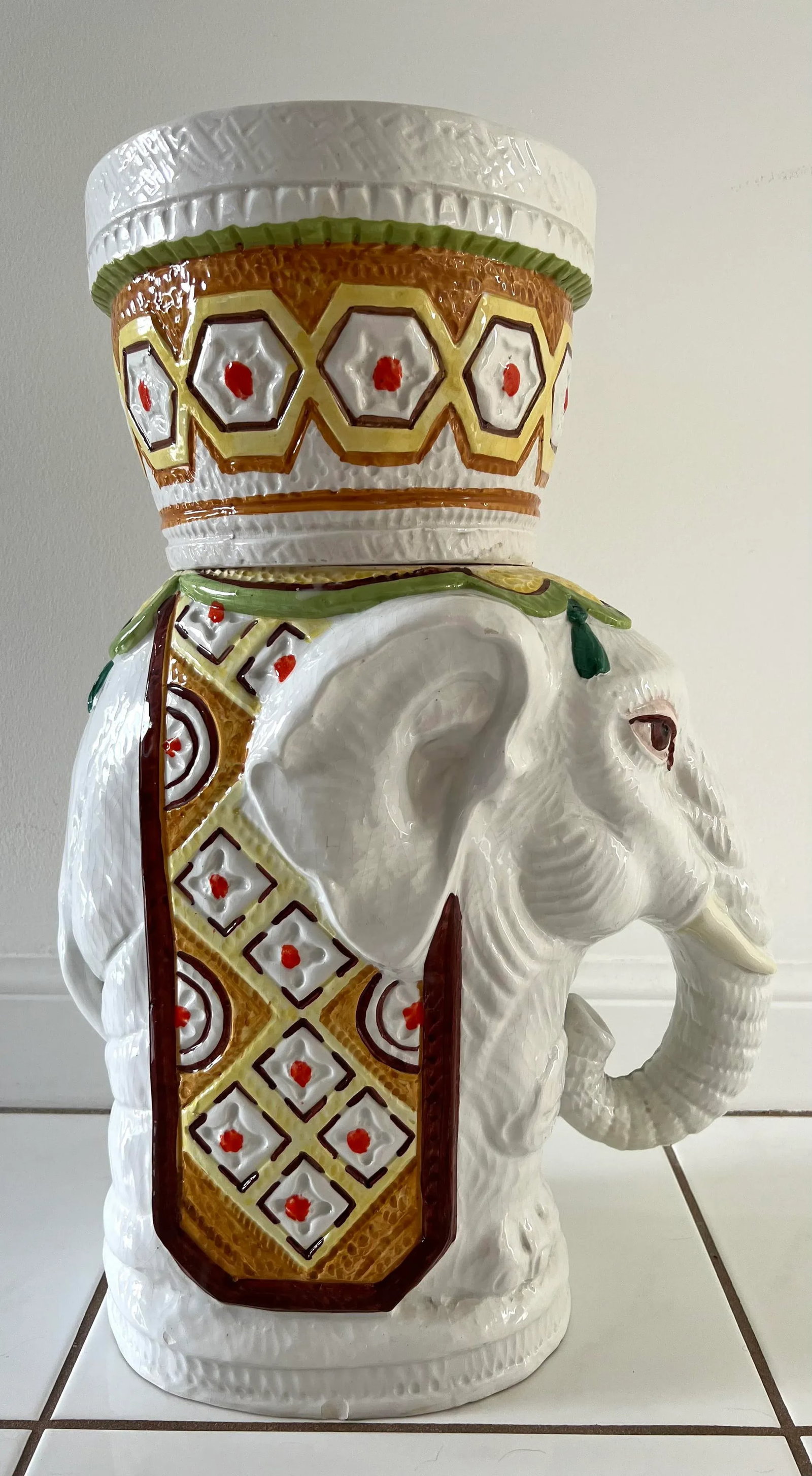 Large Italian Ceramic Elephant Planter - 13