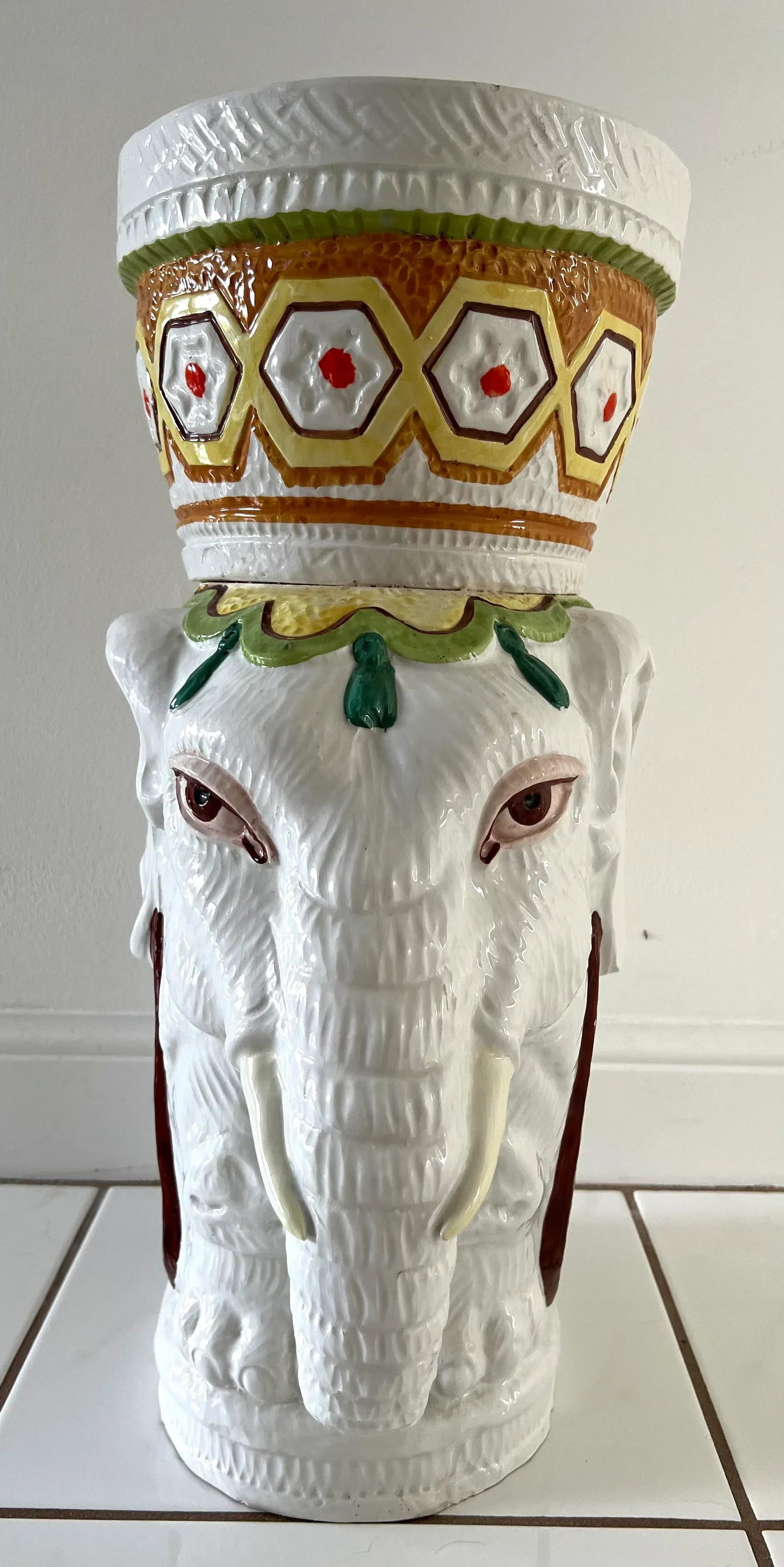 Large Italian Ceramic Elephant Planter - 2