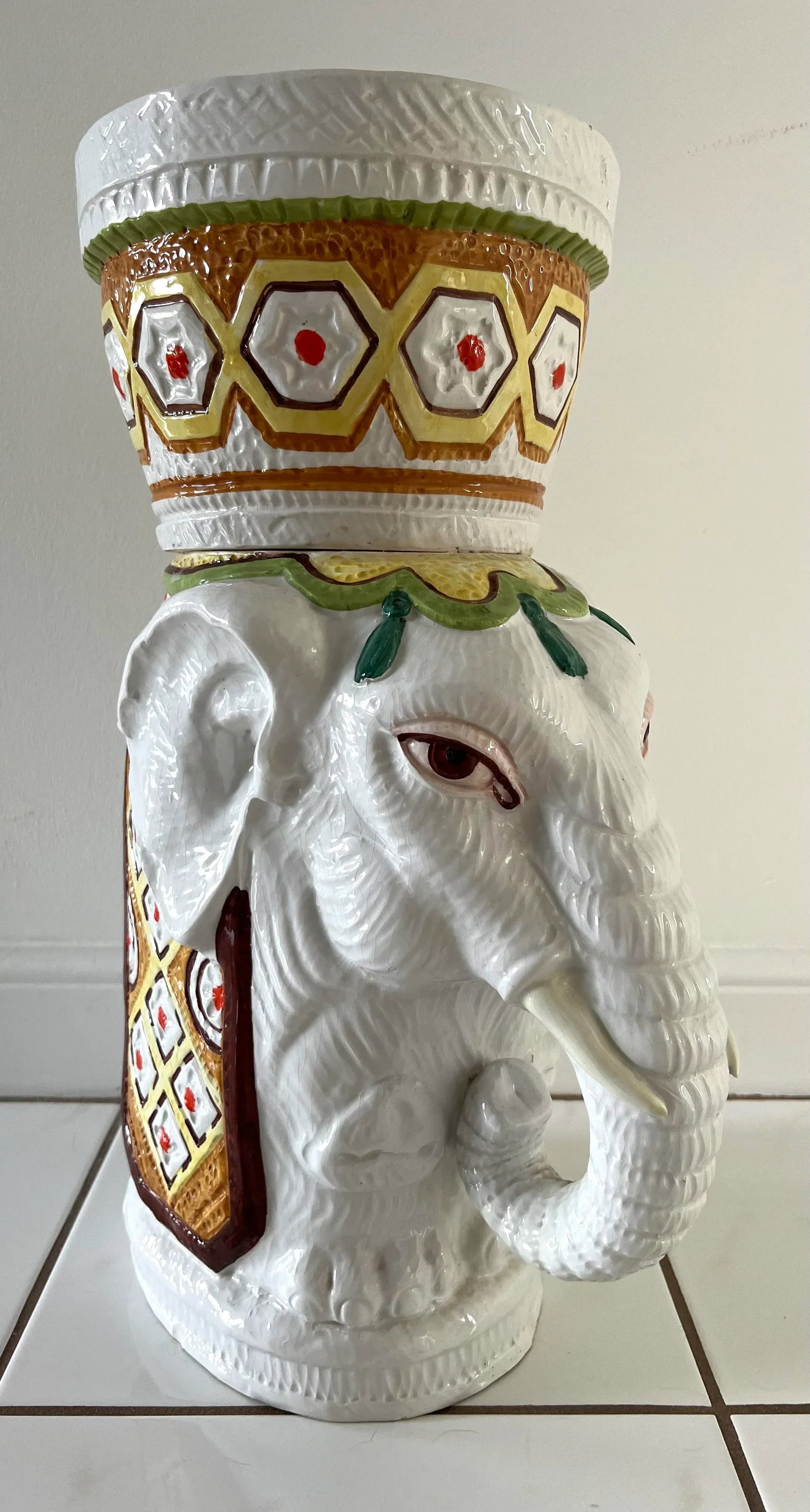 Large Italian Ceramic Elephant Planter - 3