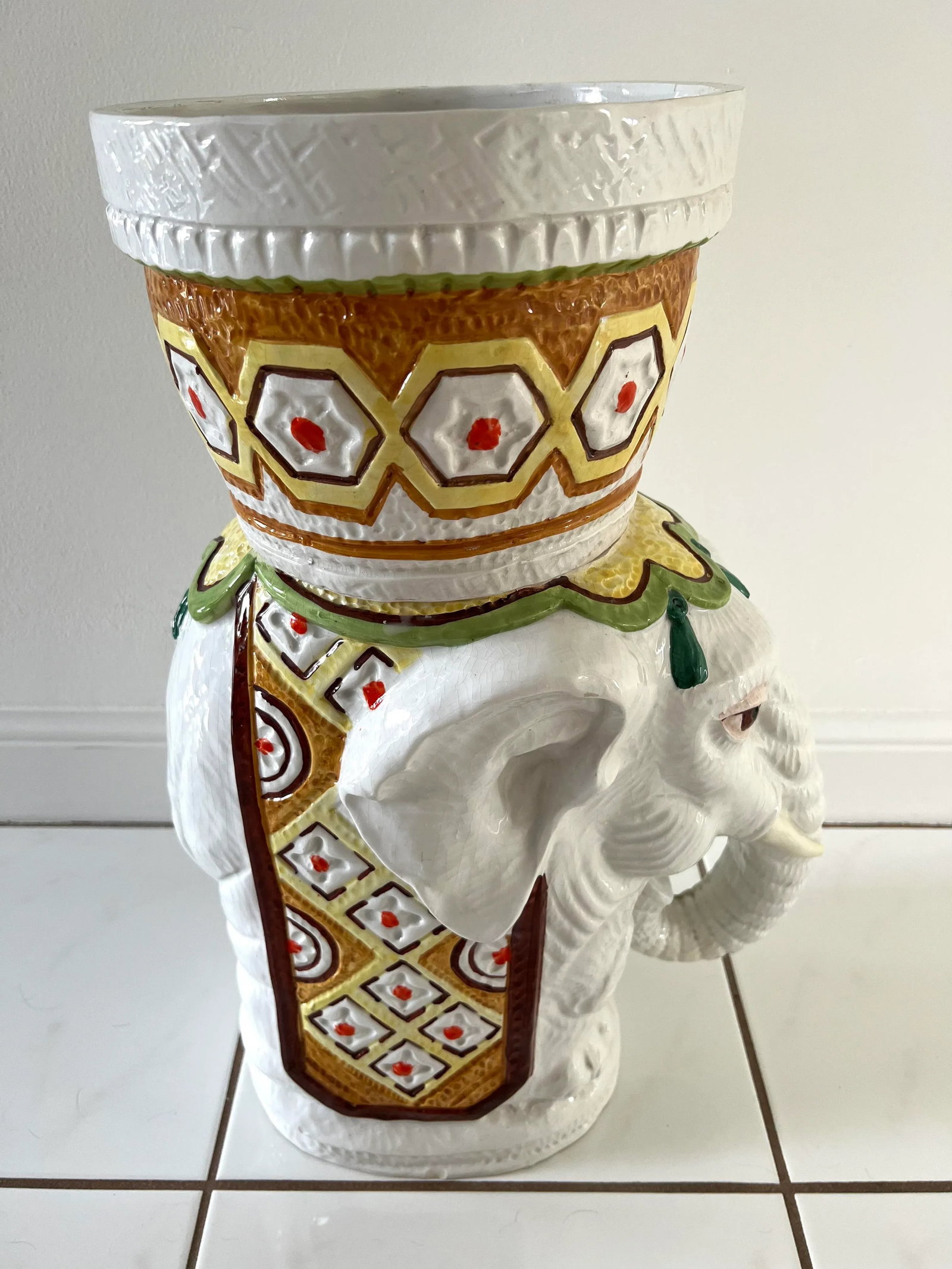 Large Italian Ceramic Elephant Planter - 5
