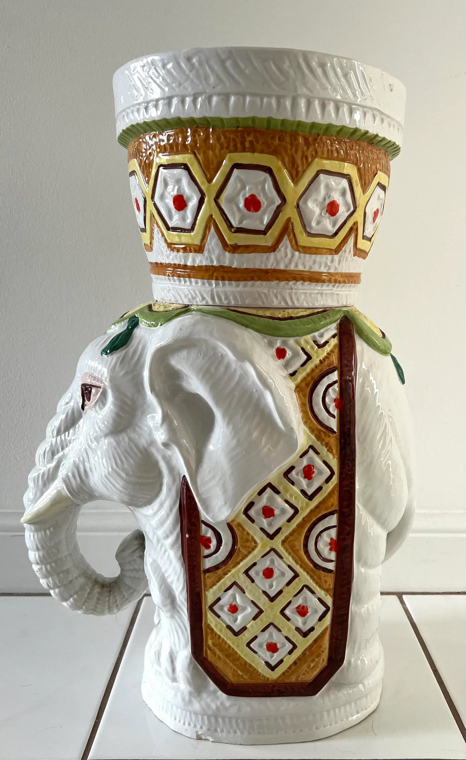 Large Italian Ceramic Elephant Planter - 7