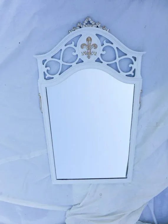 French Style Fleur-De-Lis Crested Mirror - 2